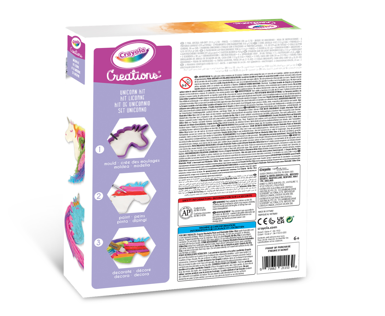 Kit Unicorno Crayola: Modella, dipingi e decora unicorni con argilla, pittura e glitter.