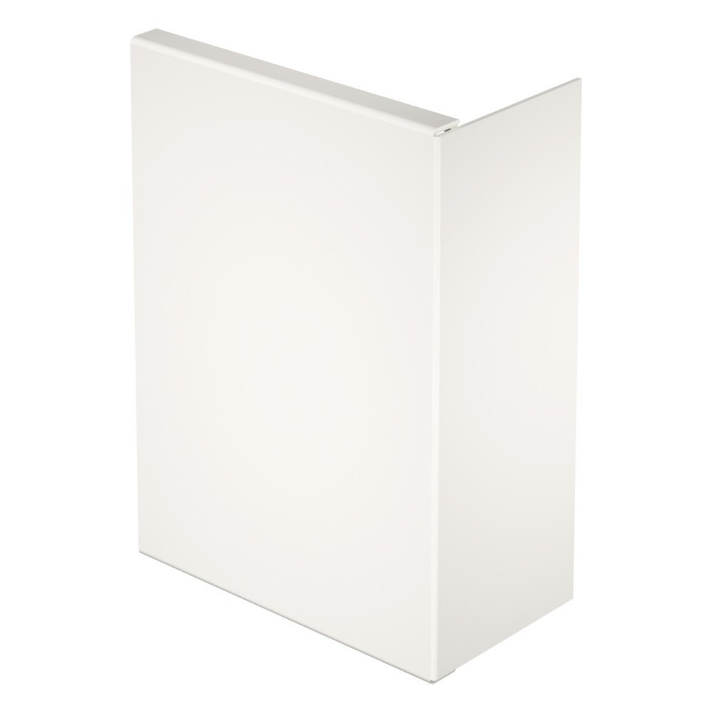 Un pezzo d'angolo bianco dal design pulito e moderno, isolato su sfondo bianco.