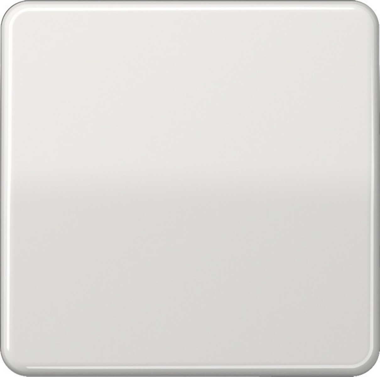Un oggetto quadrato bianco semplice con angoli arrotondati, che riflette la luce.
