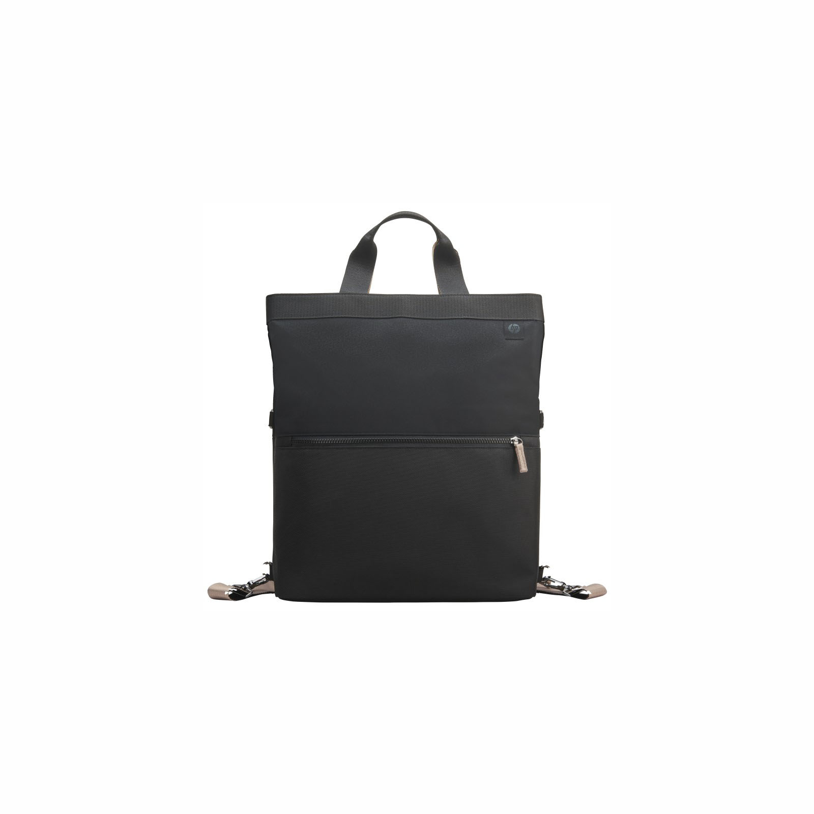 Zaino nero con tasca con zip e logo HP.