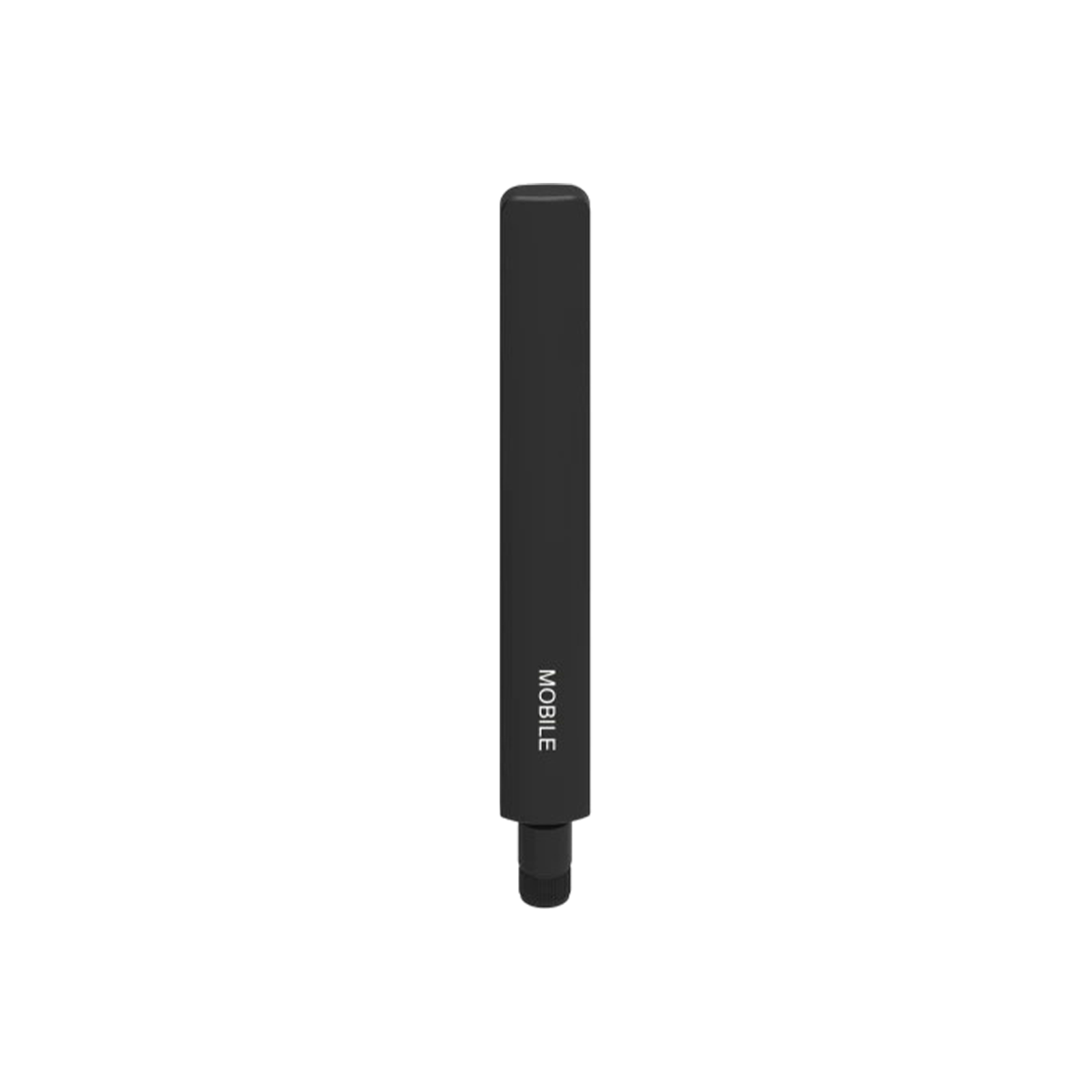 Un'antenna nera con la scritta MOBILE in bianco.