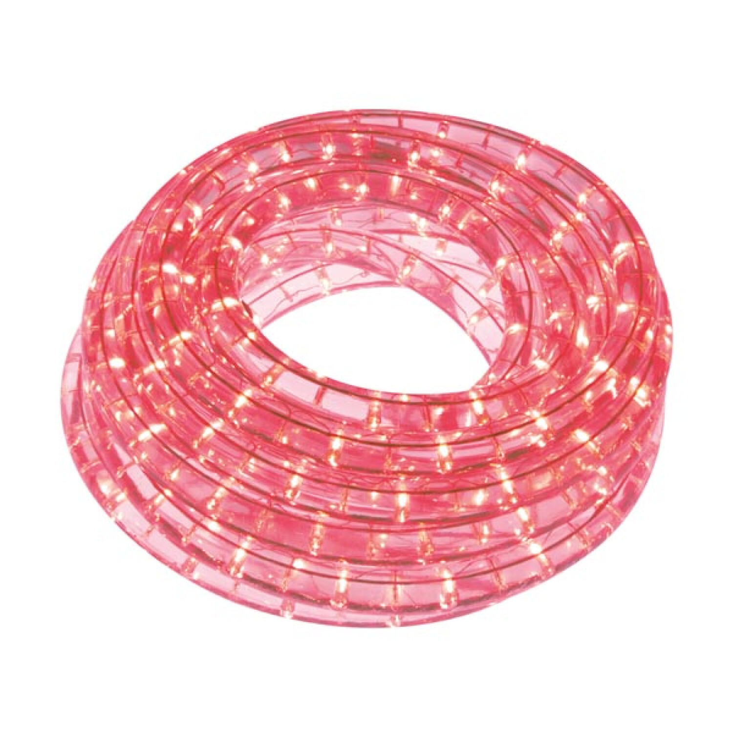 Una corda luminosa rossa avvolta con molte piccole lampadine LED luminose.