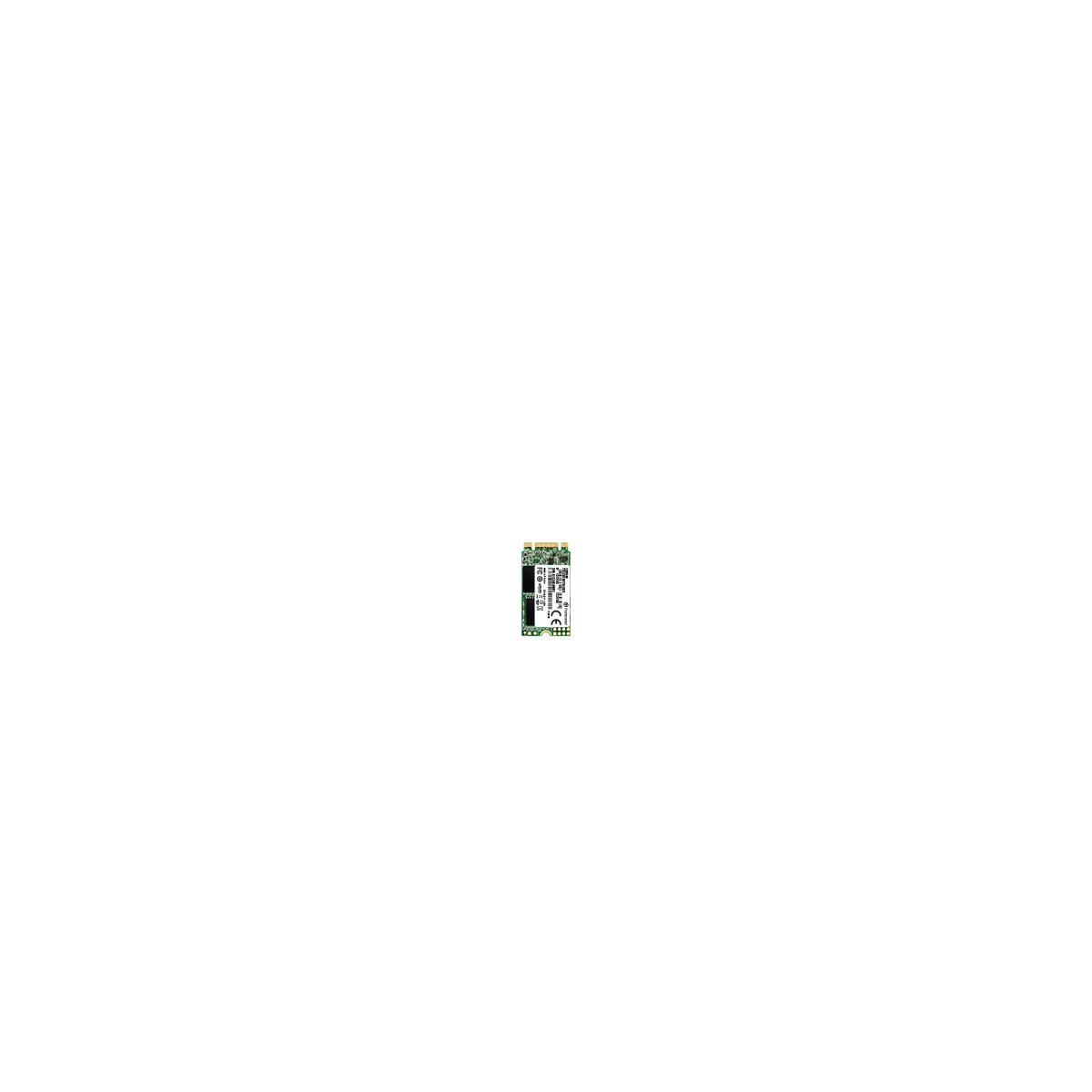 Un piccolo SSD M.2 rettangolare con circuito stampato verde e componenti argentati.