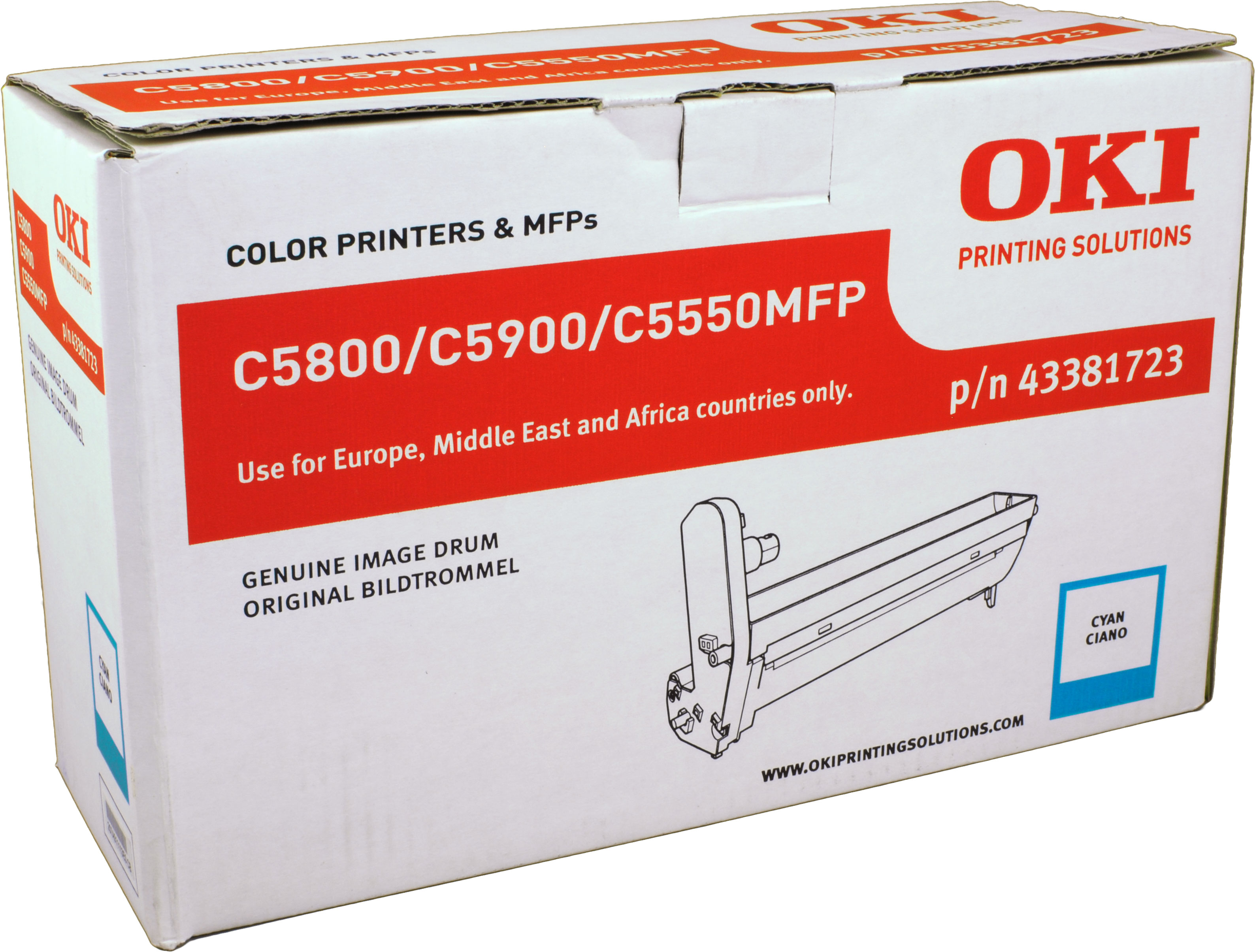 Scatola tamburo immagine OKI Cyan per stampanti C5800/C5900/C5550MFP.
