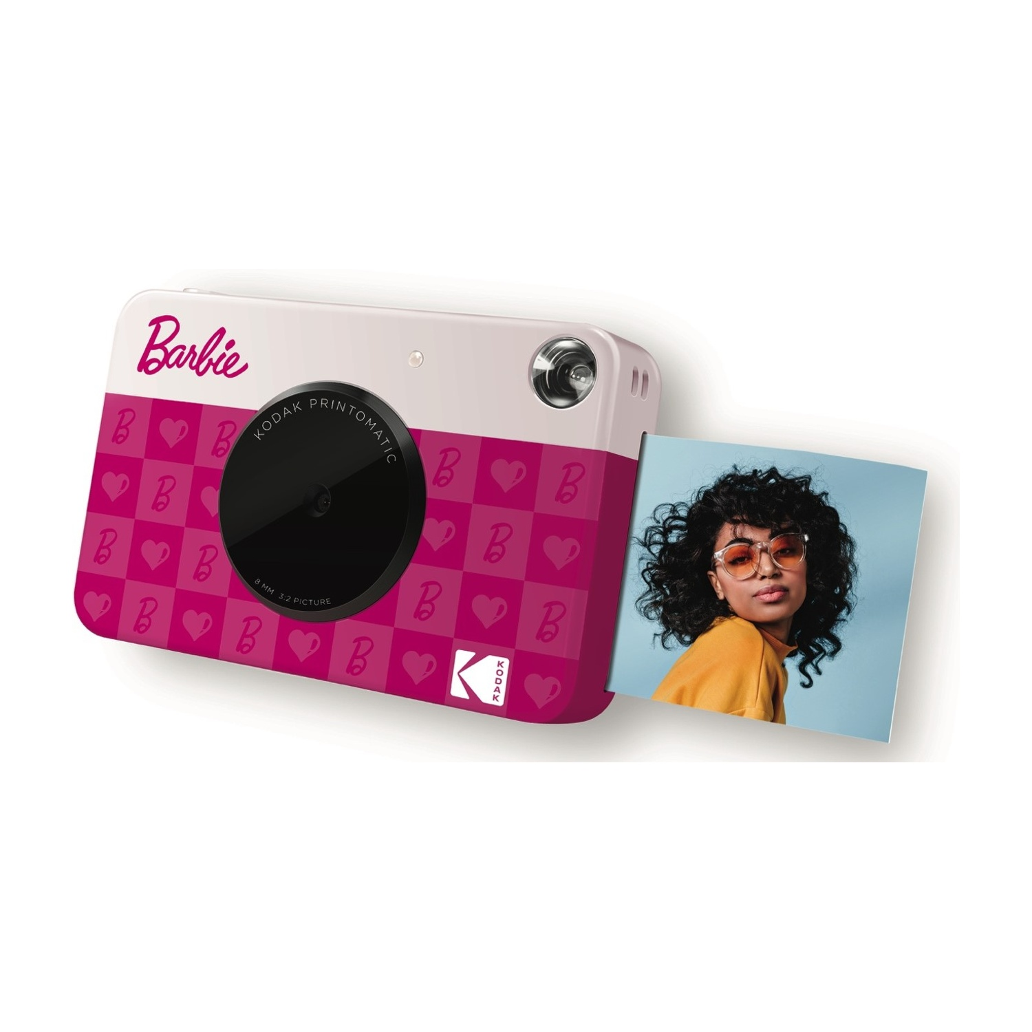 Fotocamera Barbie Kodak Printomatic con motivo a cuore B rosa, stampa foto di donna.