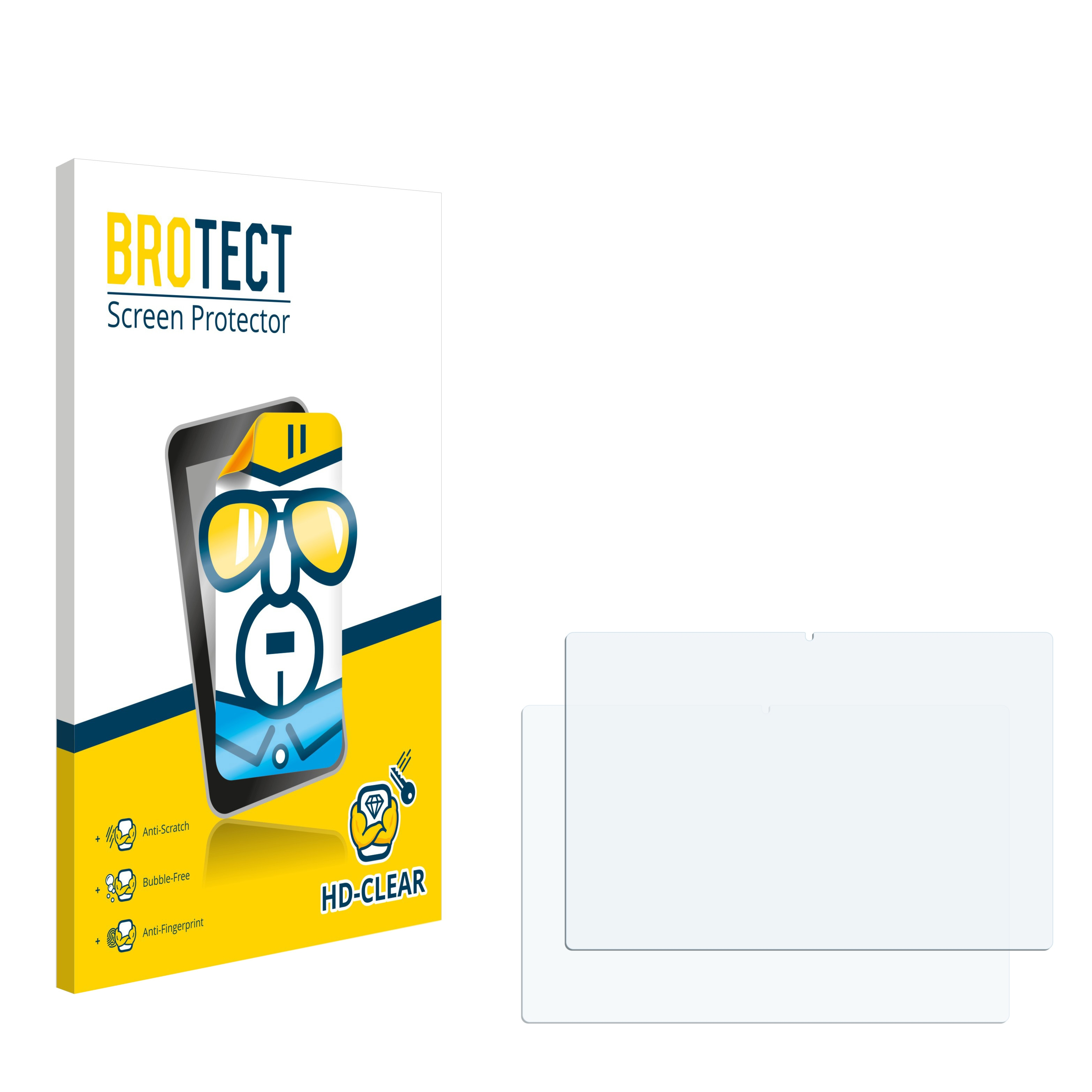 BROTECT Displayschutzfolie Verpackung mit Grafik und zwei Klarsichtfolien.
