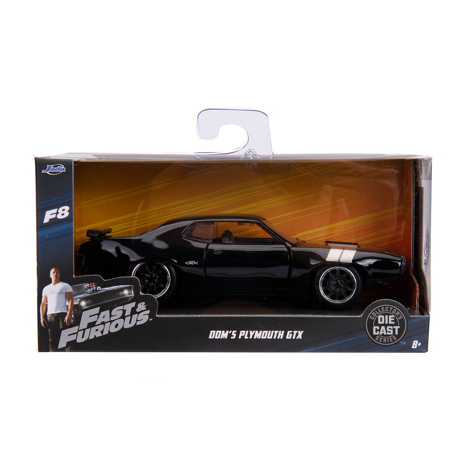 Macchinina nera Fast & Furious in confezione. Plymouth GTX di Dom.