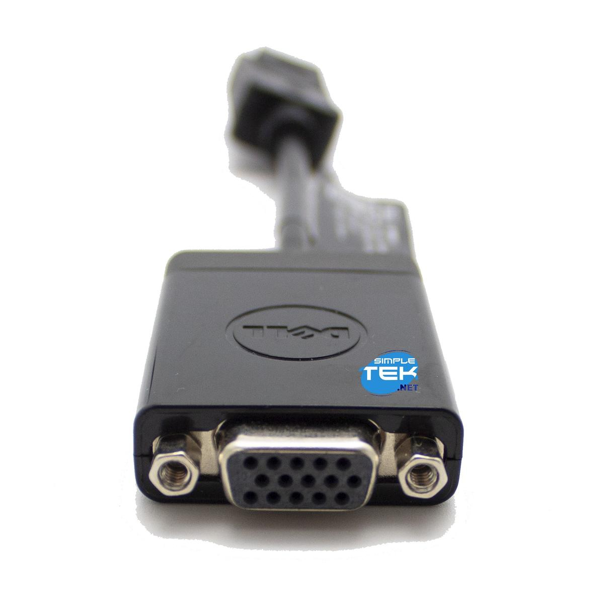 Adattatore VGA Dell nero con connettori a vite e porta a 15 pin.