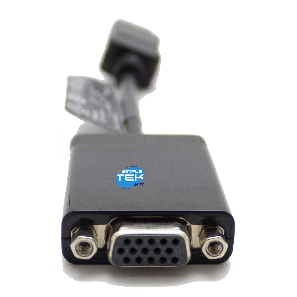Adattatore nero con connettore VGA e logo Simple Tek. Sfondo bianco.