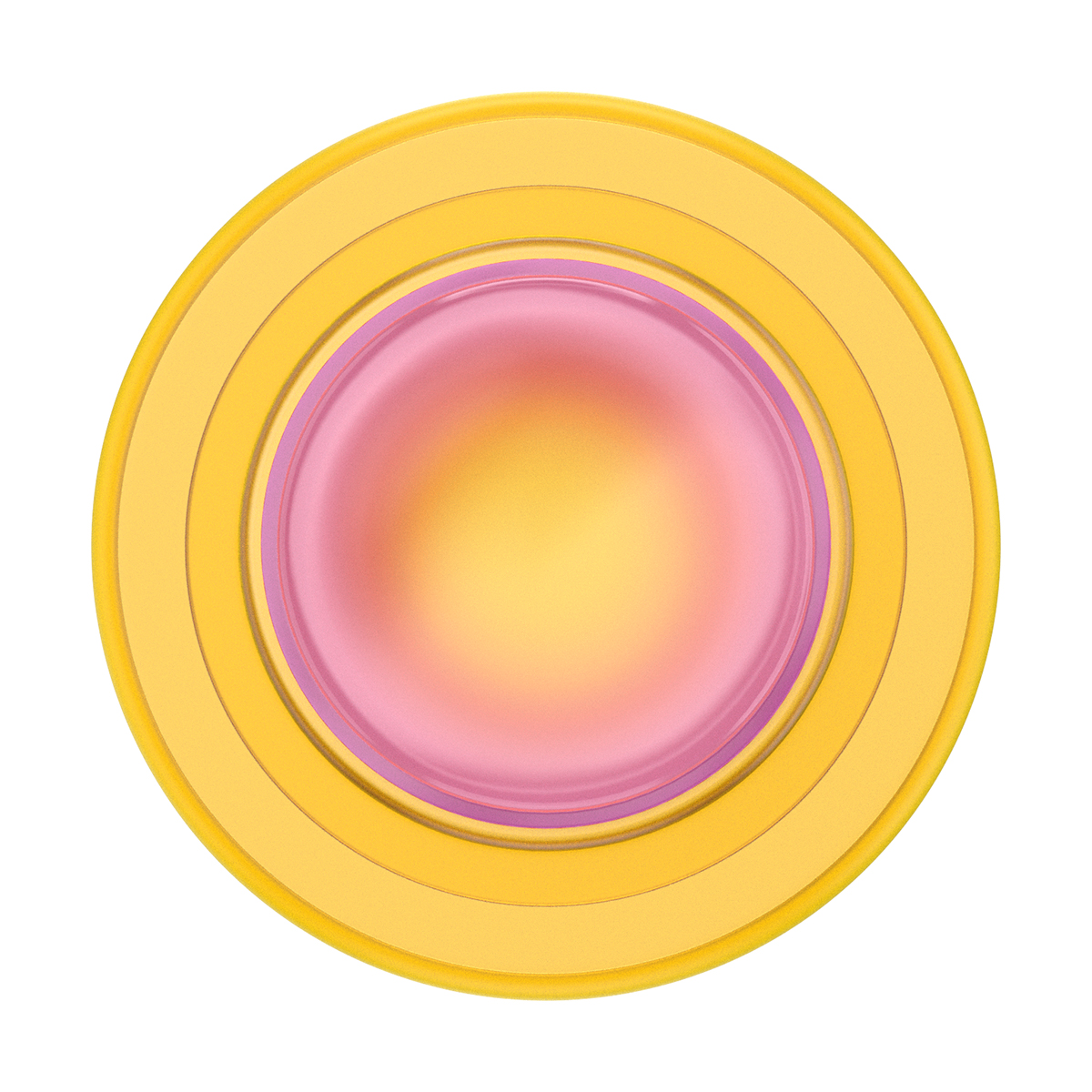 Un objeto circular con anillos concéntricos amarillos y un centro rosa-amarillo.