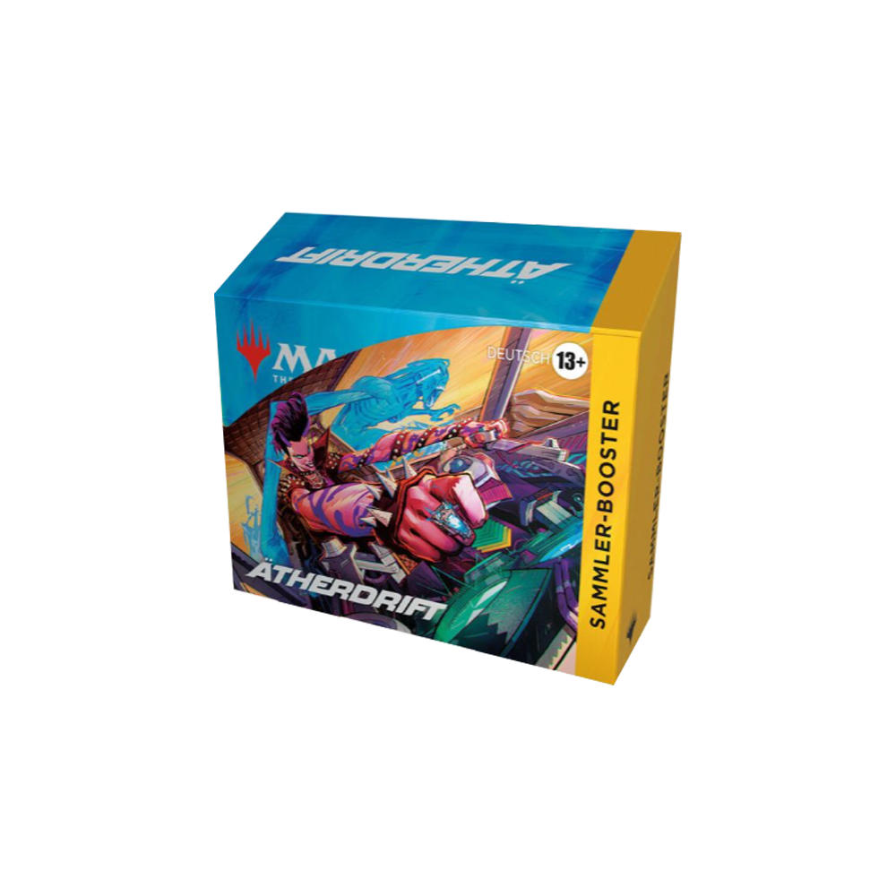 Magic The Gathering Atherdrift Sammler-Booster mit Altersfreigabe 13+.