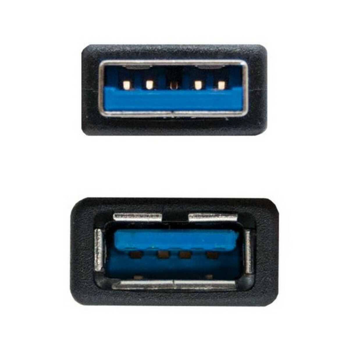 Due porte USB 3.0, nere con inserti blu.