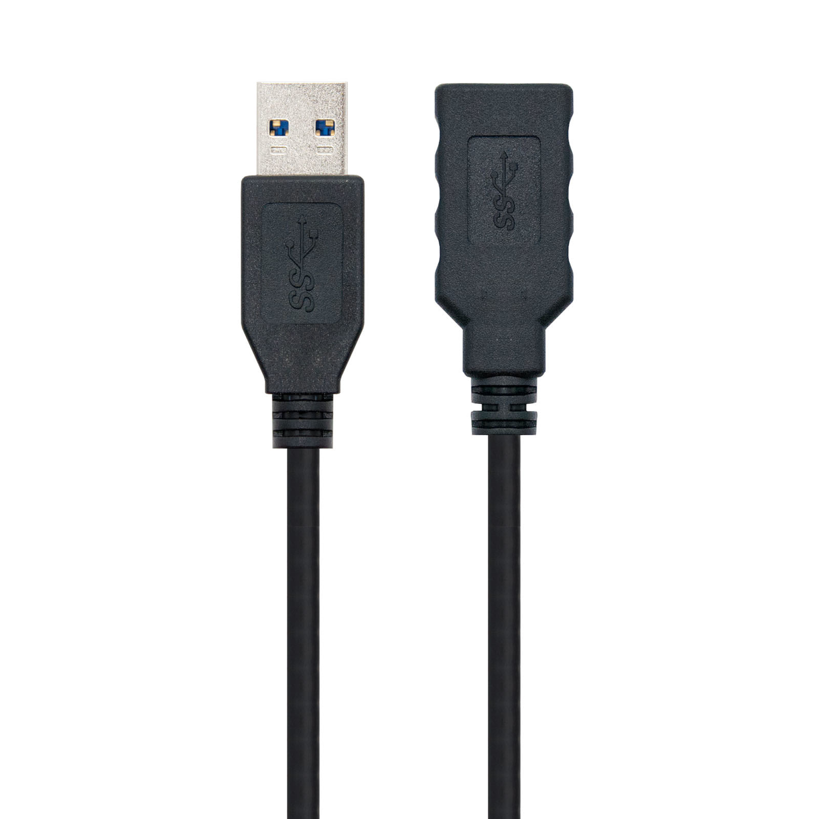 Due cavi USB 3.0 neri: una spina maschio e una presa femmina.