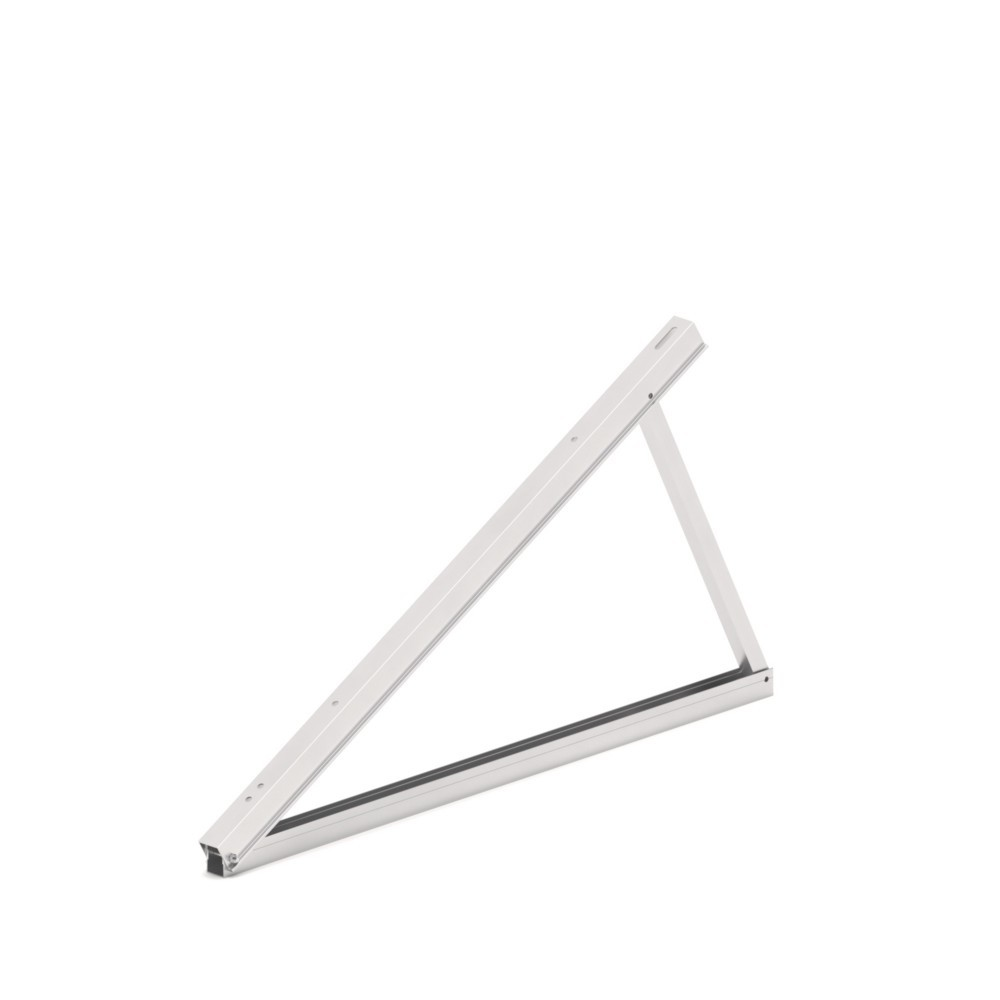 Una cornice triangolare argentata con gomma nera.