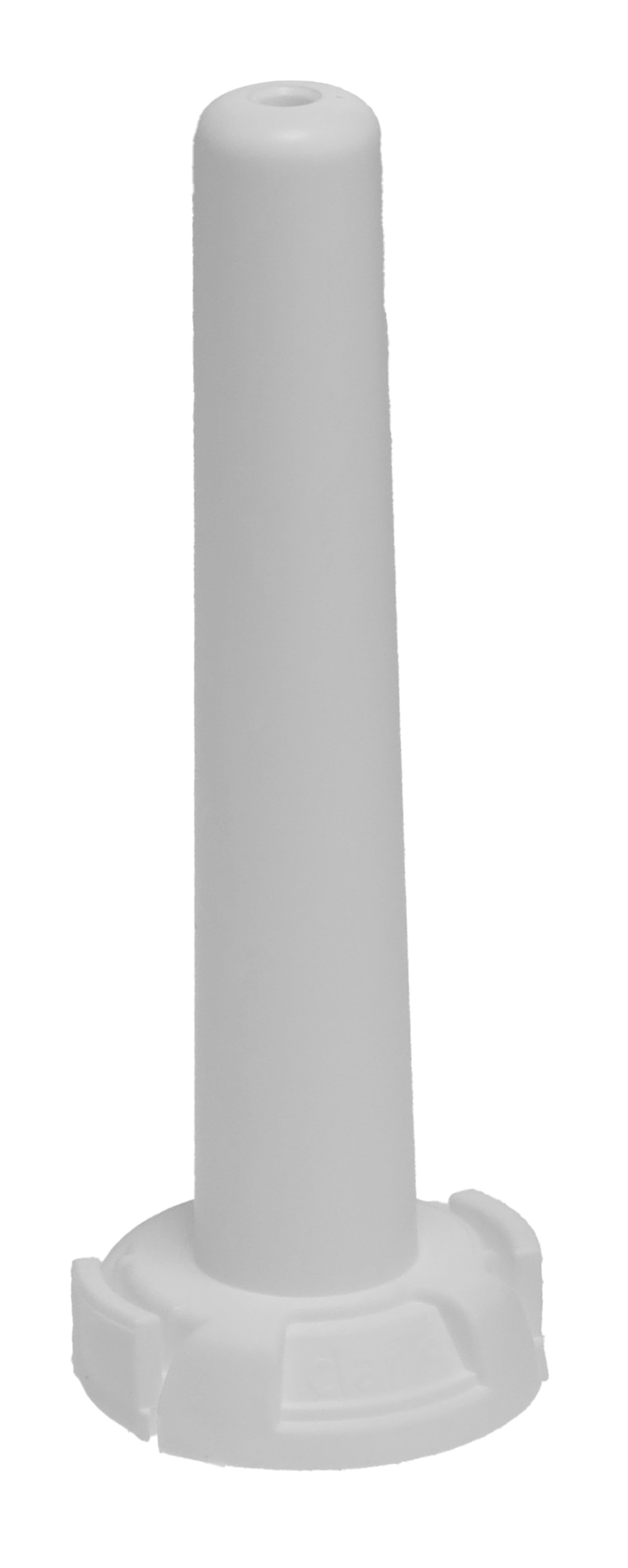 Un imbuto bianco con base larga e apertura stretta in alto.