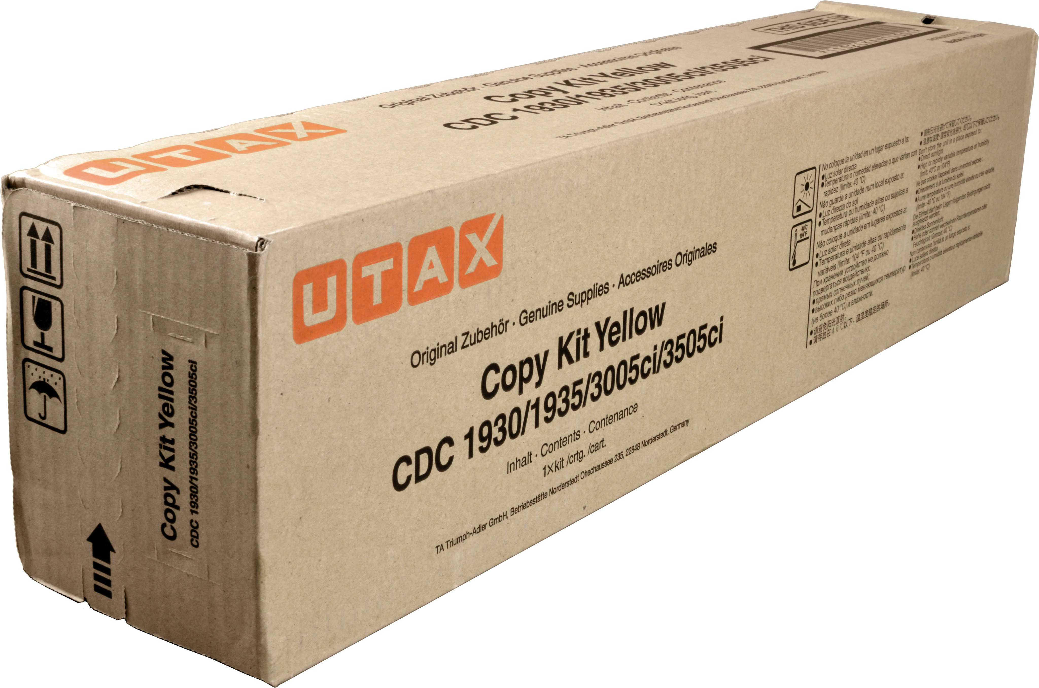 UTAX Copy Kit Yellow per CDC 1930/1935/3005ci/3505ci, scatola di cartone marrone.
