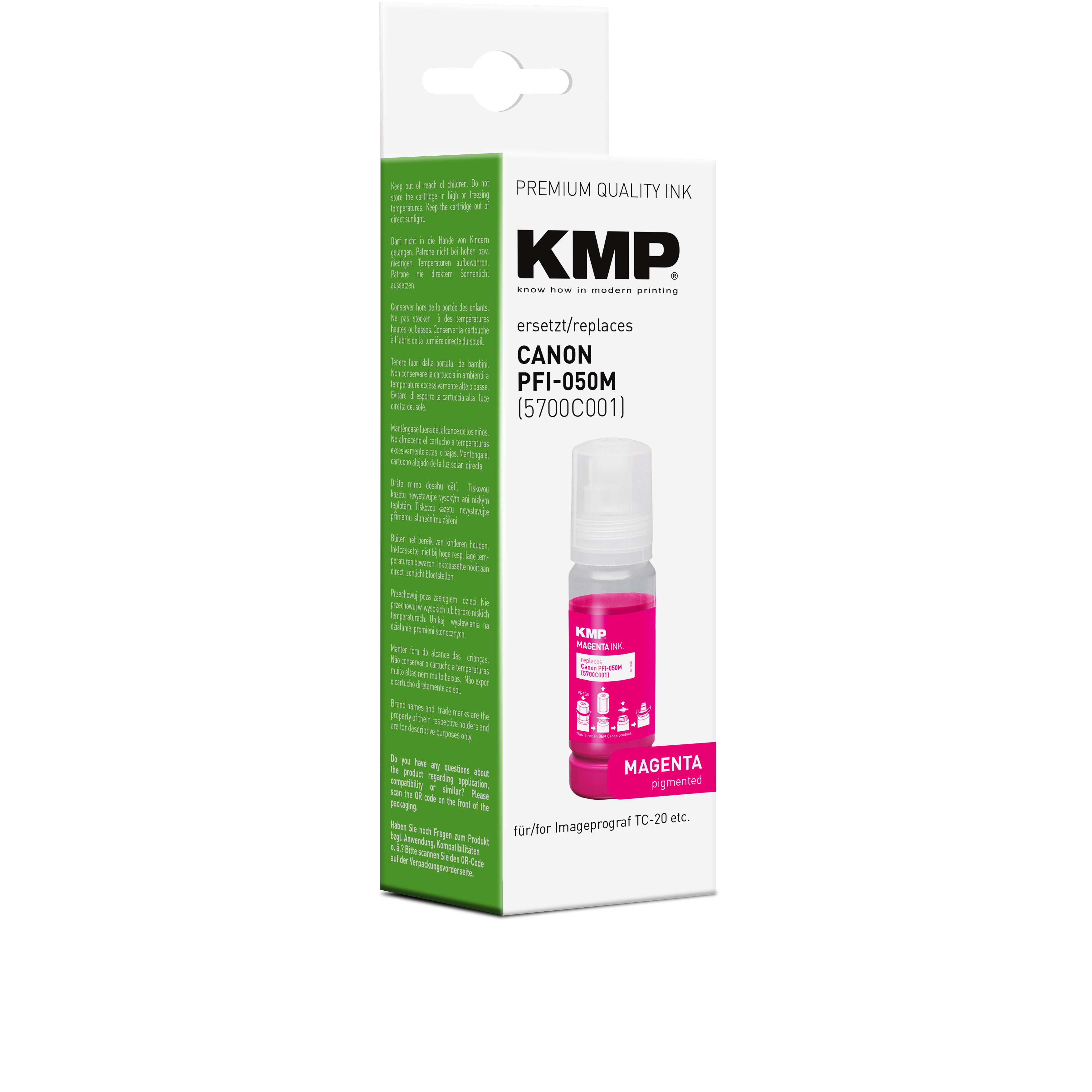 Inchiostro magenta KMP per cartucce Canon PFI-050M.