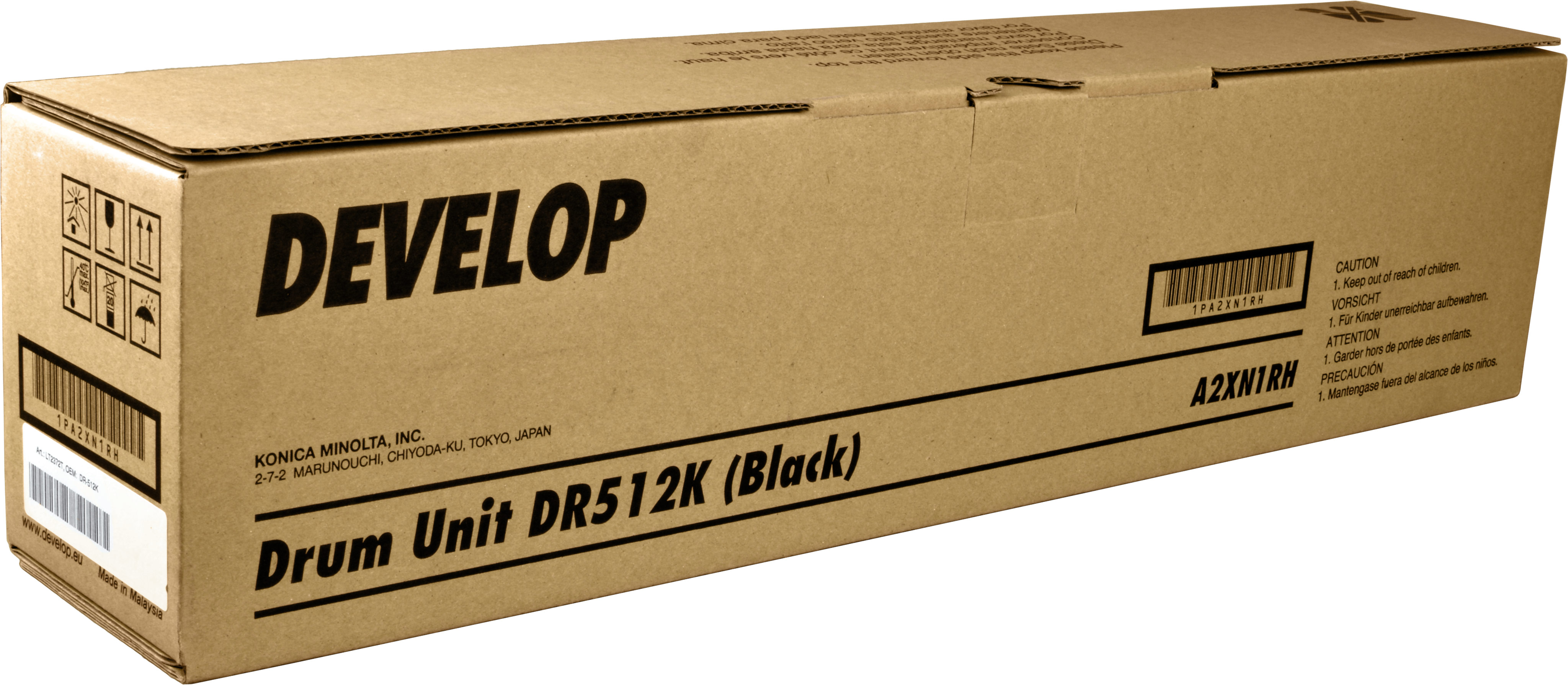Scatola di cartone per unità tamburo Develop DR512K (Nero) di Konica Minolta.