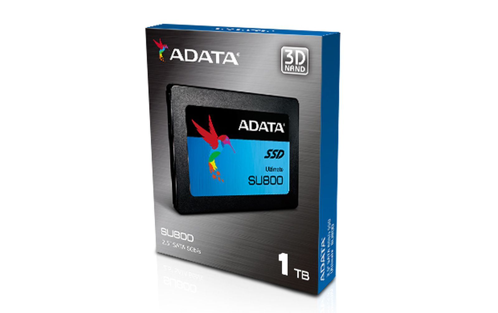 SSD ADATA SU800 da 1TB nella sua confezione di vendita con tecnologia 3D NAND.