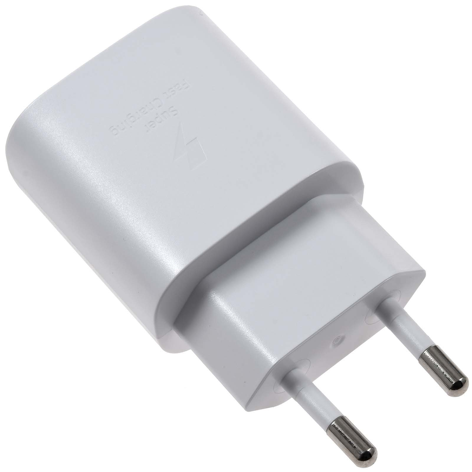Adattatore bianco a ricarica rapida con due pin metallici e