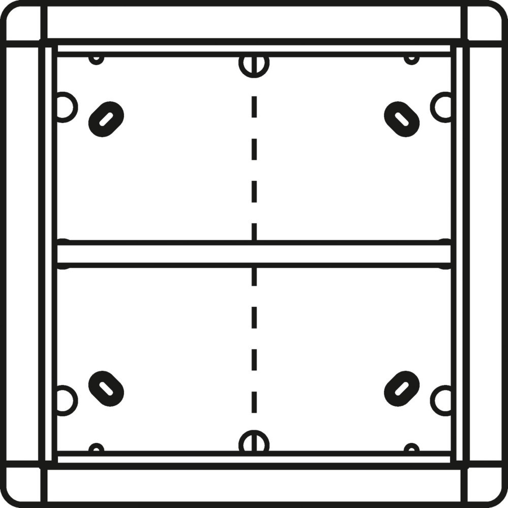 Un disegno schematico di una scatola di derivazione elettrica con quattro scomparti.