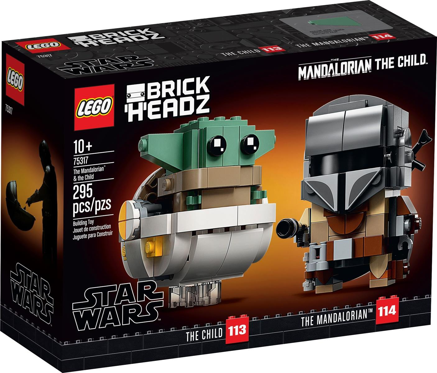 LEGO BrickHeadz Set mit The Mandalorian und The Child Figuren. Kartonabbildung.