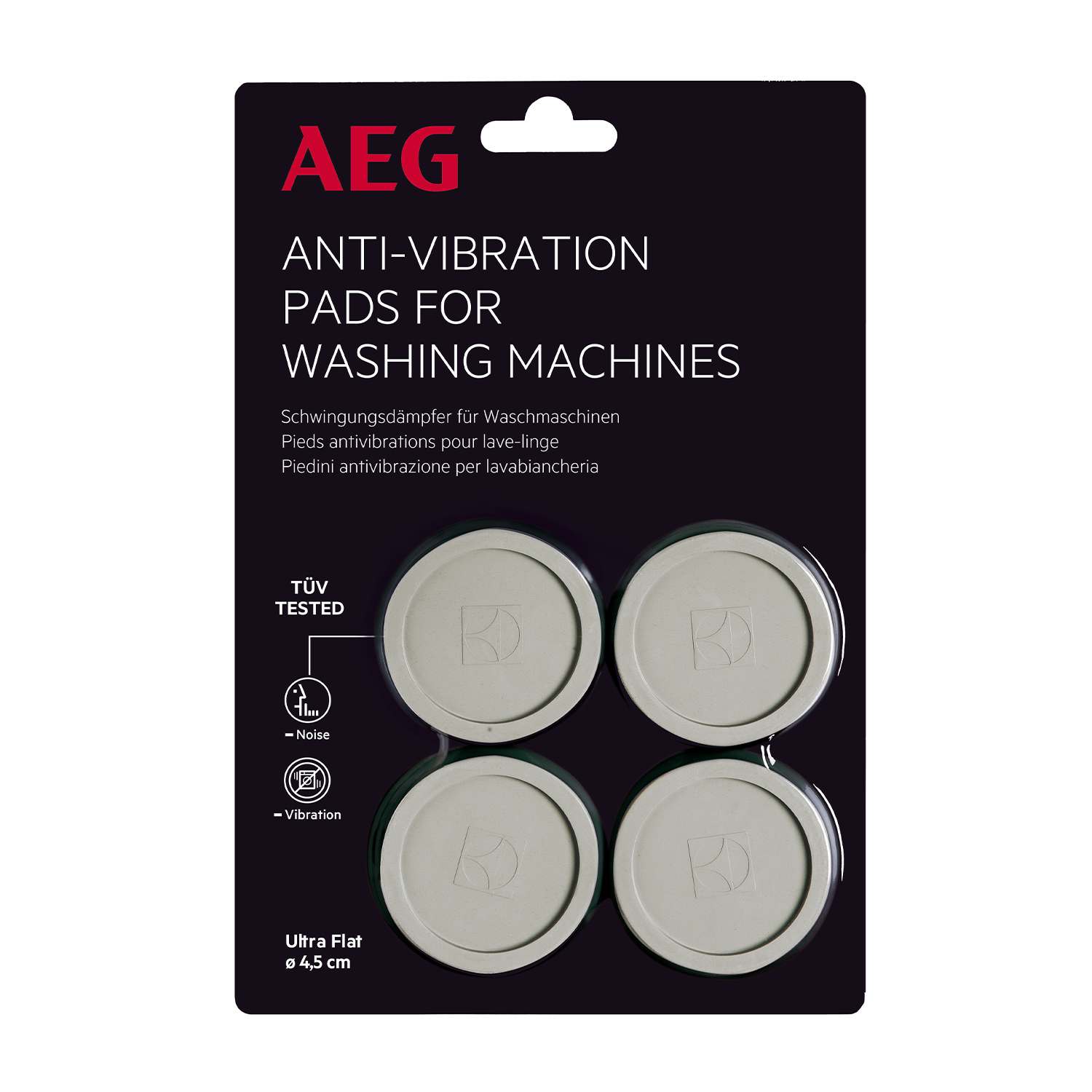 AEG Anti-Vibración para lavadoras, 4 unidades, certificado TÜV.