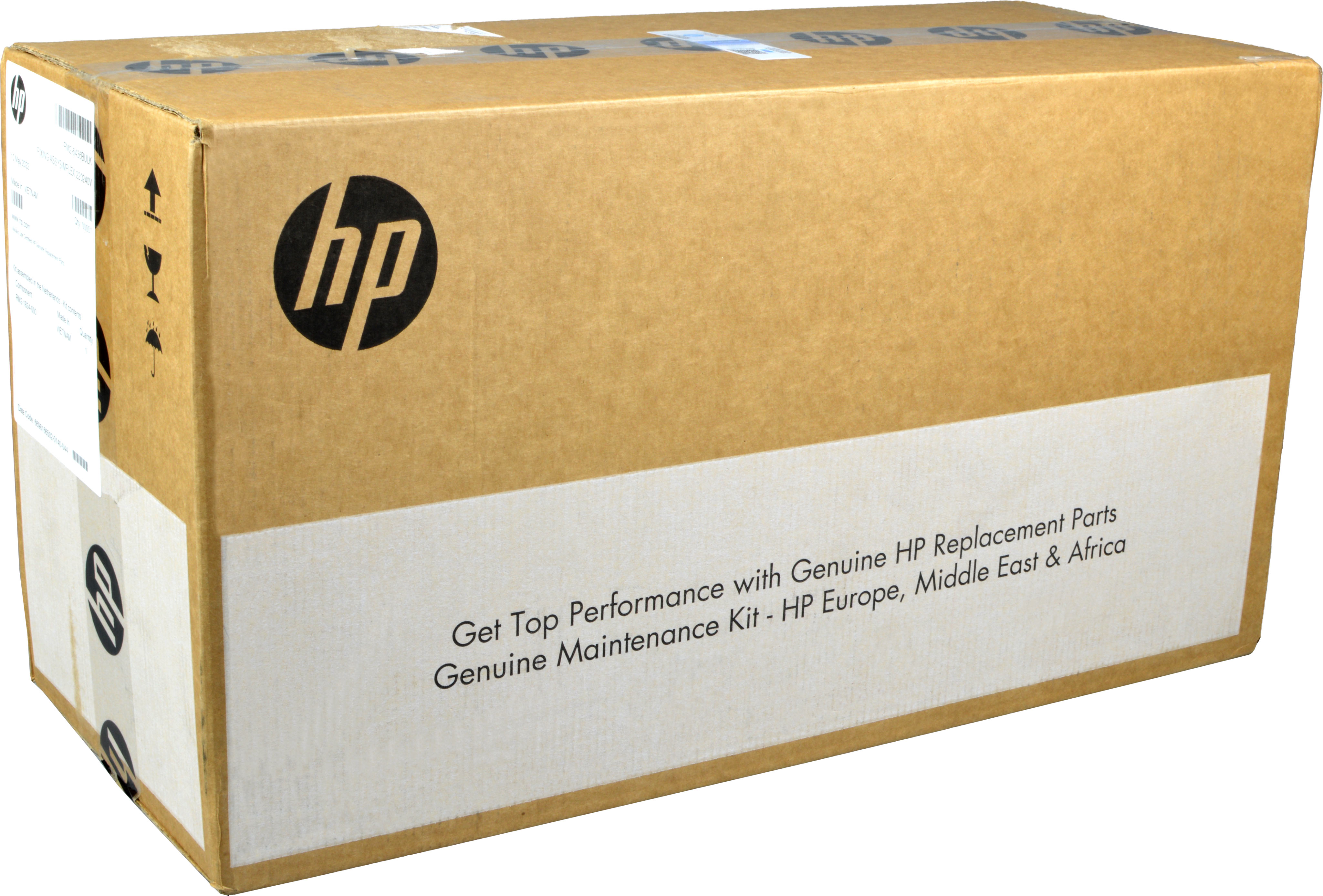 Scatola HP marrone con logo HP e testo: Genuine Maintenance Kit.