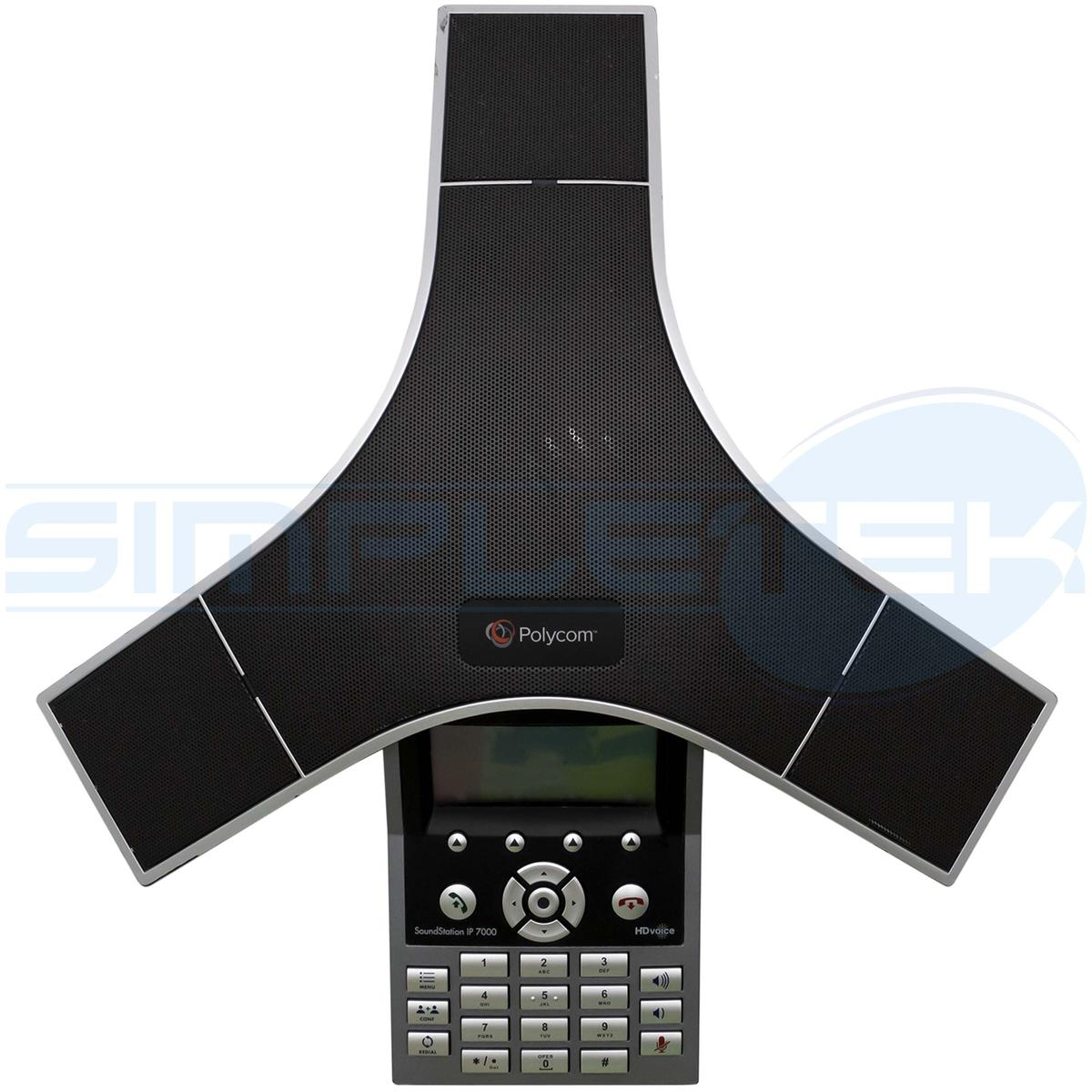 Telefono conferenza Polycom SoundStation IP 7000 con tastiera e schermo.
