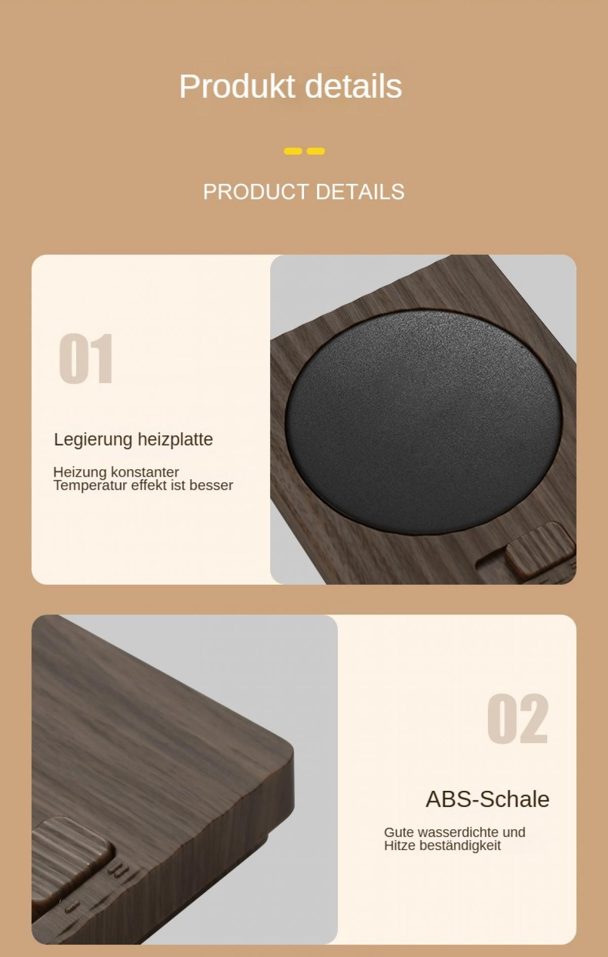 Produkt-Details: Legierung Heizplatte und ABS-Schale mit guter Wasserbeständigkeit.