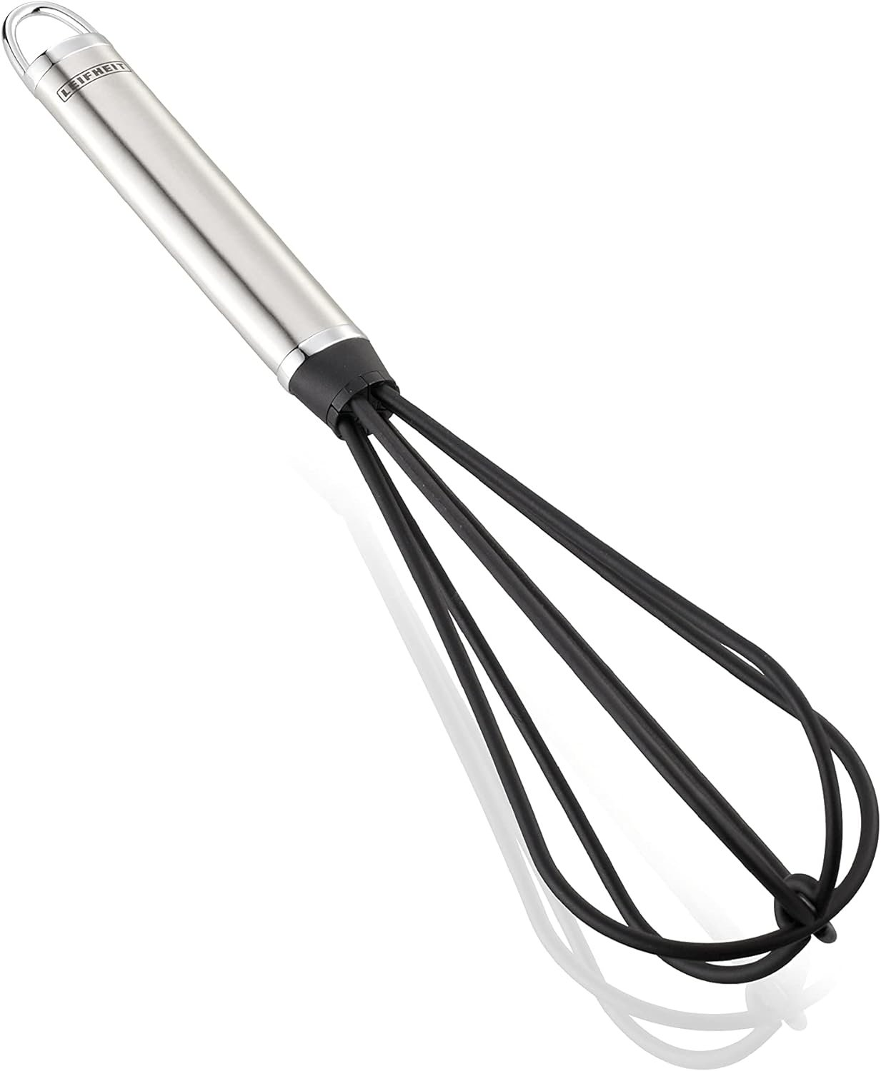 Manico argentato con connettore nero e fili neri.