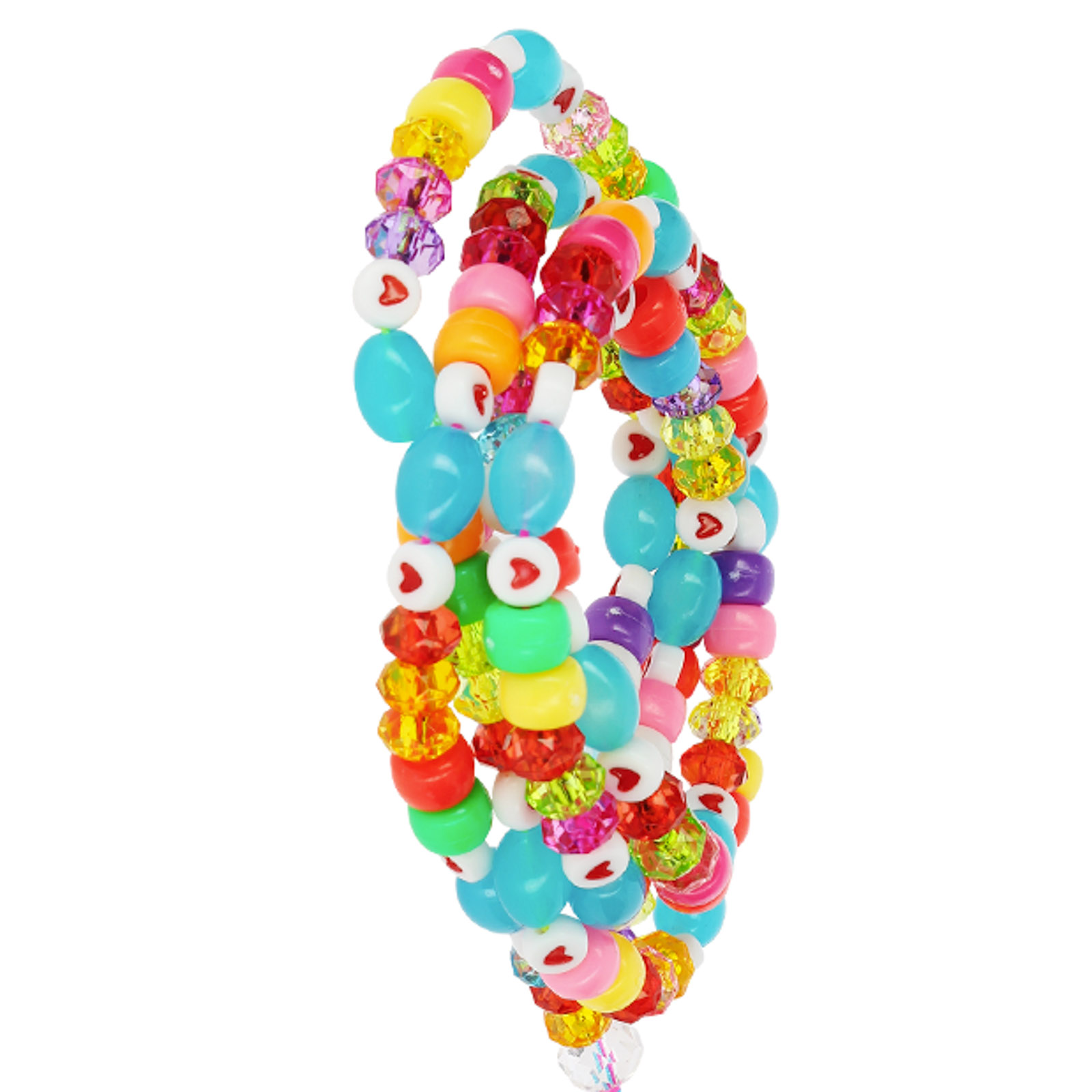 Collane di perline colorate con perline a cuore e perline sfaccettate.