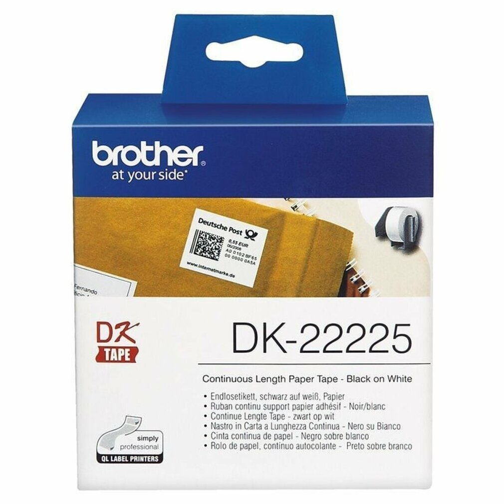 Brother DK-22225 Nastro in carta a lunghezza continua - Nero su bianco.