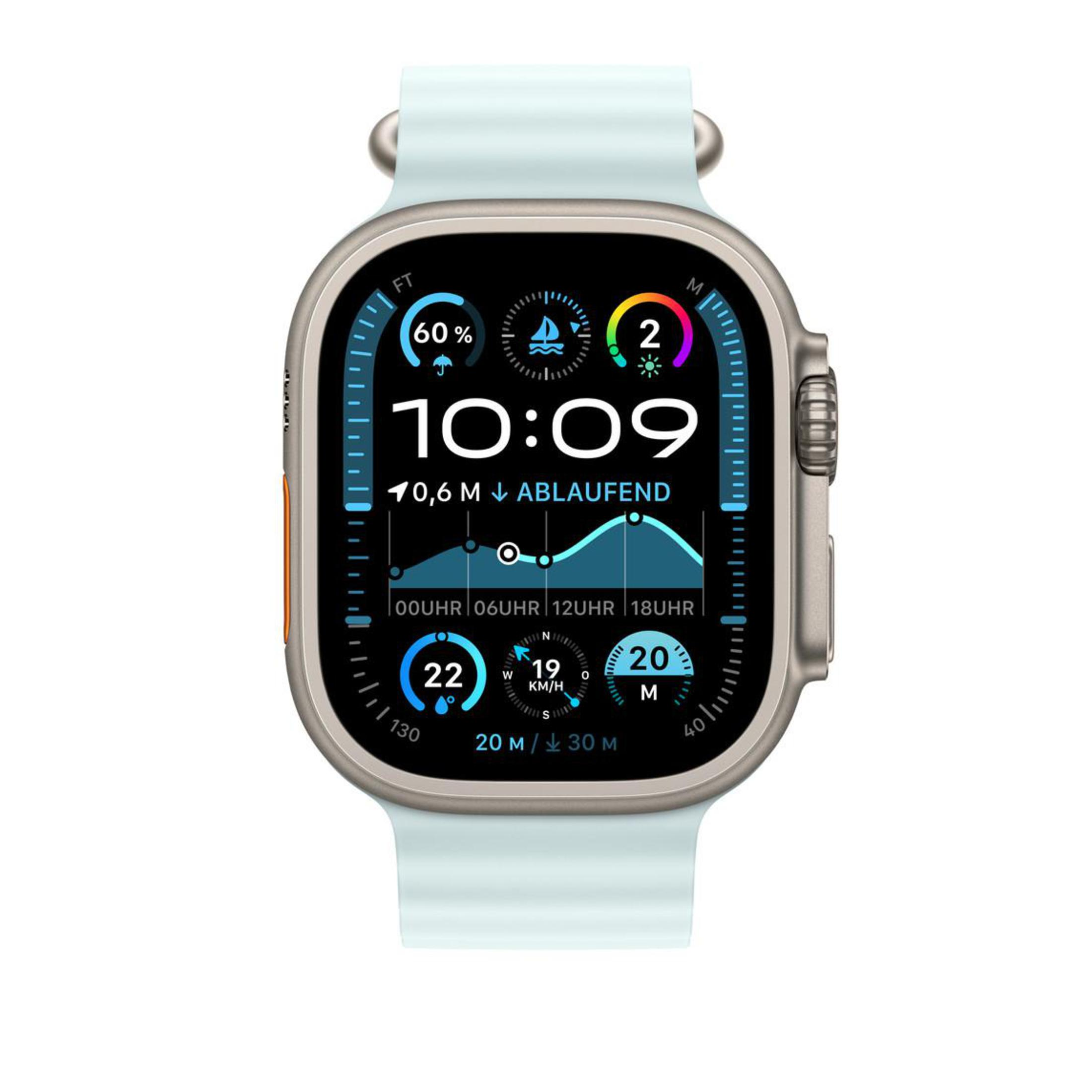 Smartwatch zeigt 10:09 Uhr, 60% Akku, Wetter und Aktivitätsdaten.