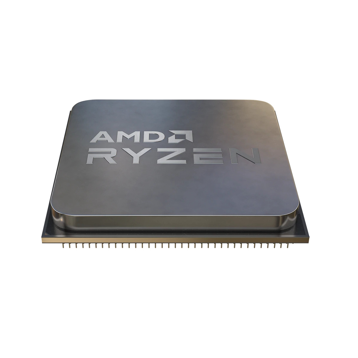 CPU AMD Ryzen con pin, su sfondo bianco.