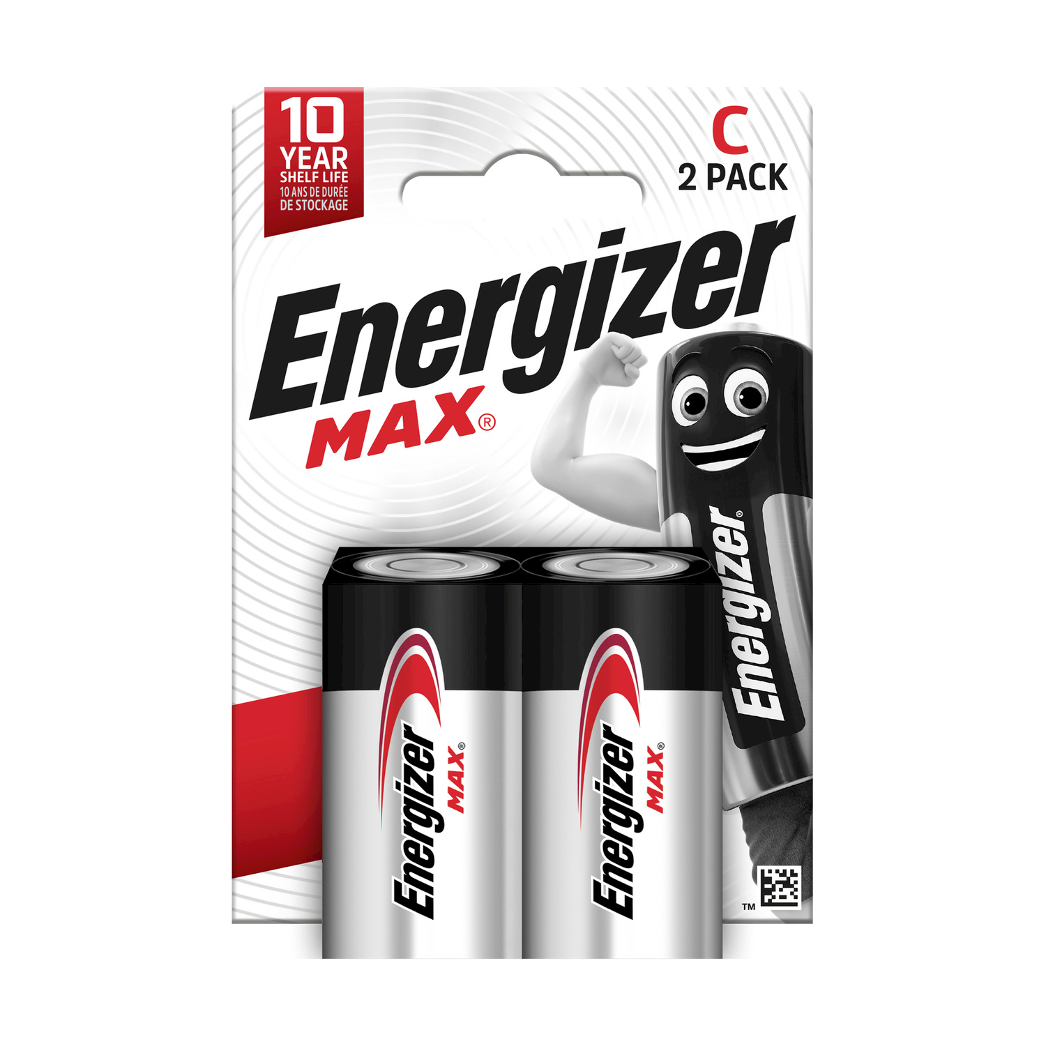 Energizer MAX C 2-pack batterijen met 10 jaar houdbaarheid.