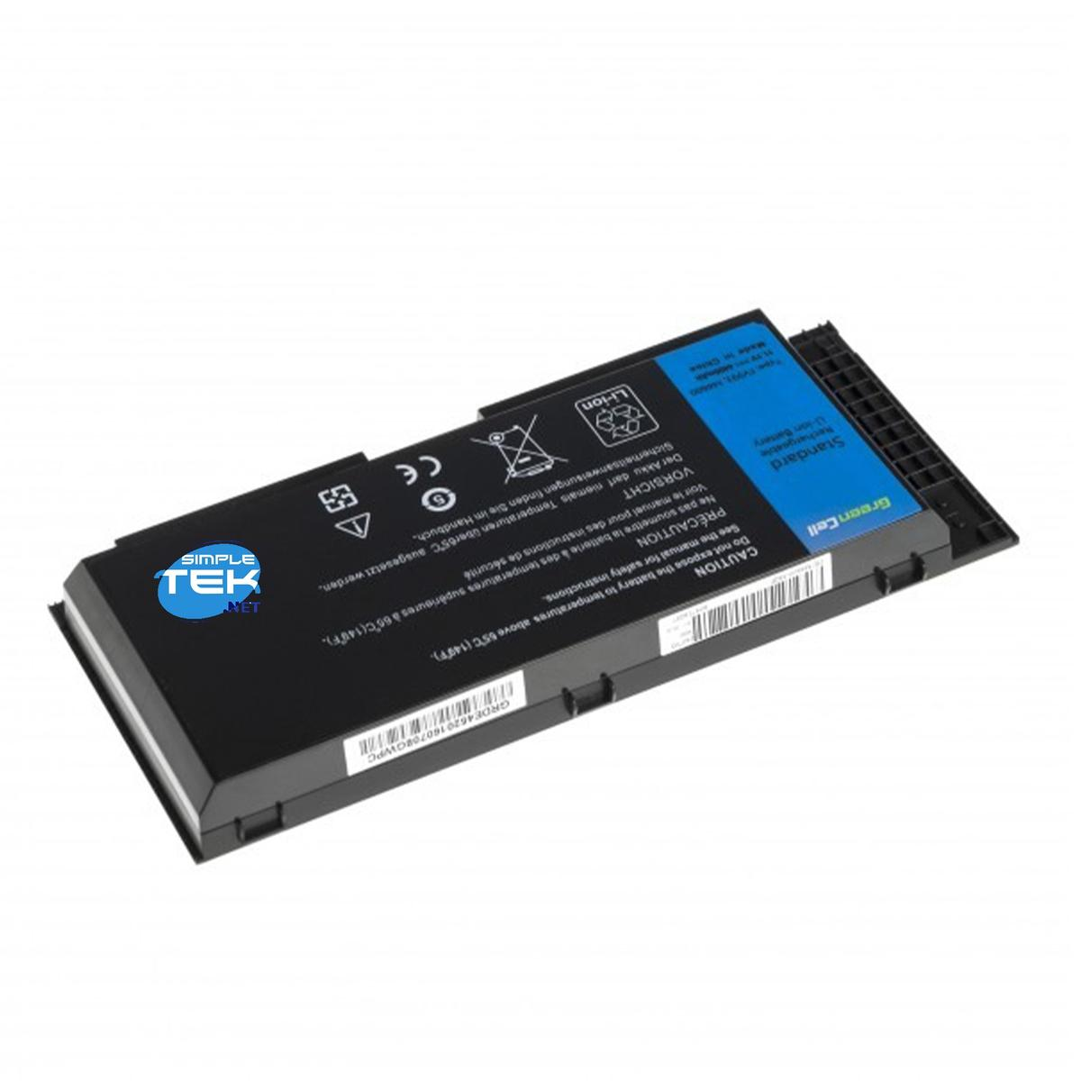 Pacco batteria Li-ion nero con logo 'Green Cell'. Testo di avvertenza visibile.