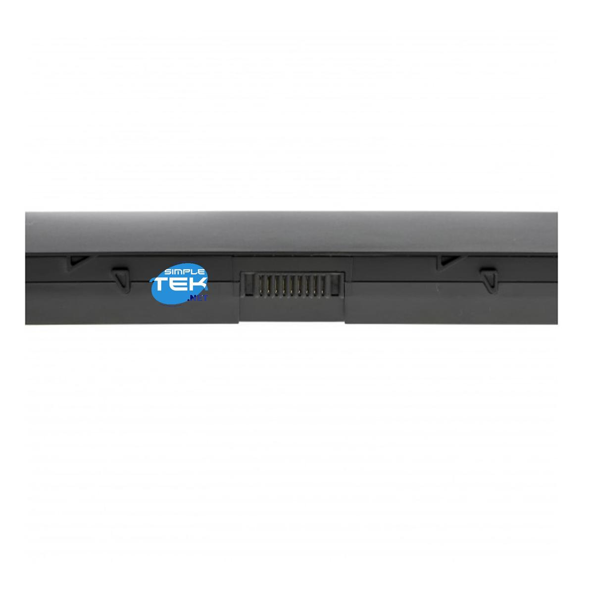 Batteria nera per laptop con logo Simple Tek blu e bianco.