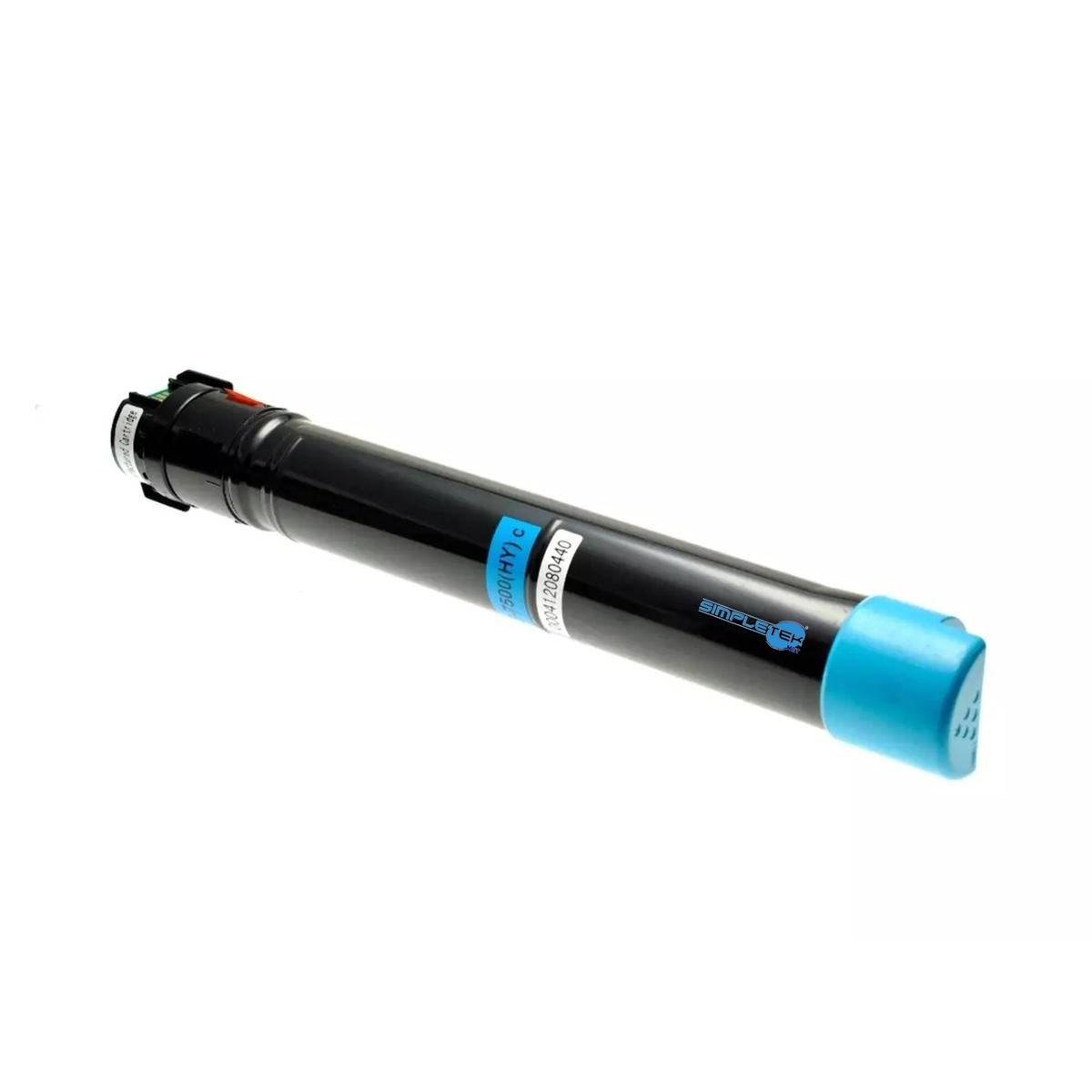 Cartuccia toner nera con cappuccio blu. Testo: '7500(HY) c' e '300412080440'.