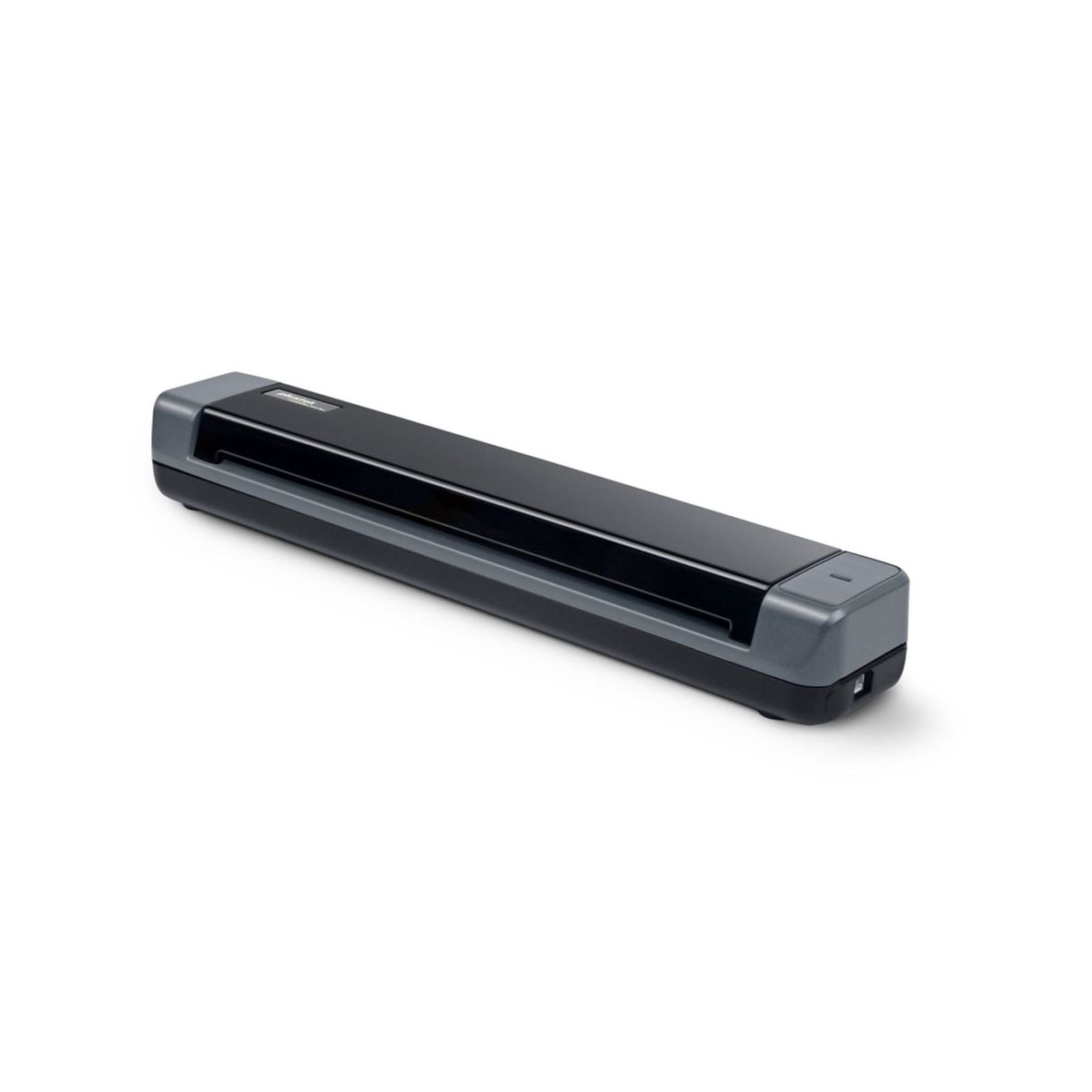 Uno scanner per documenti nero e grigio su sfondo bianco.