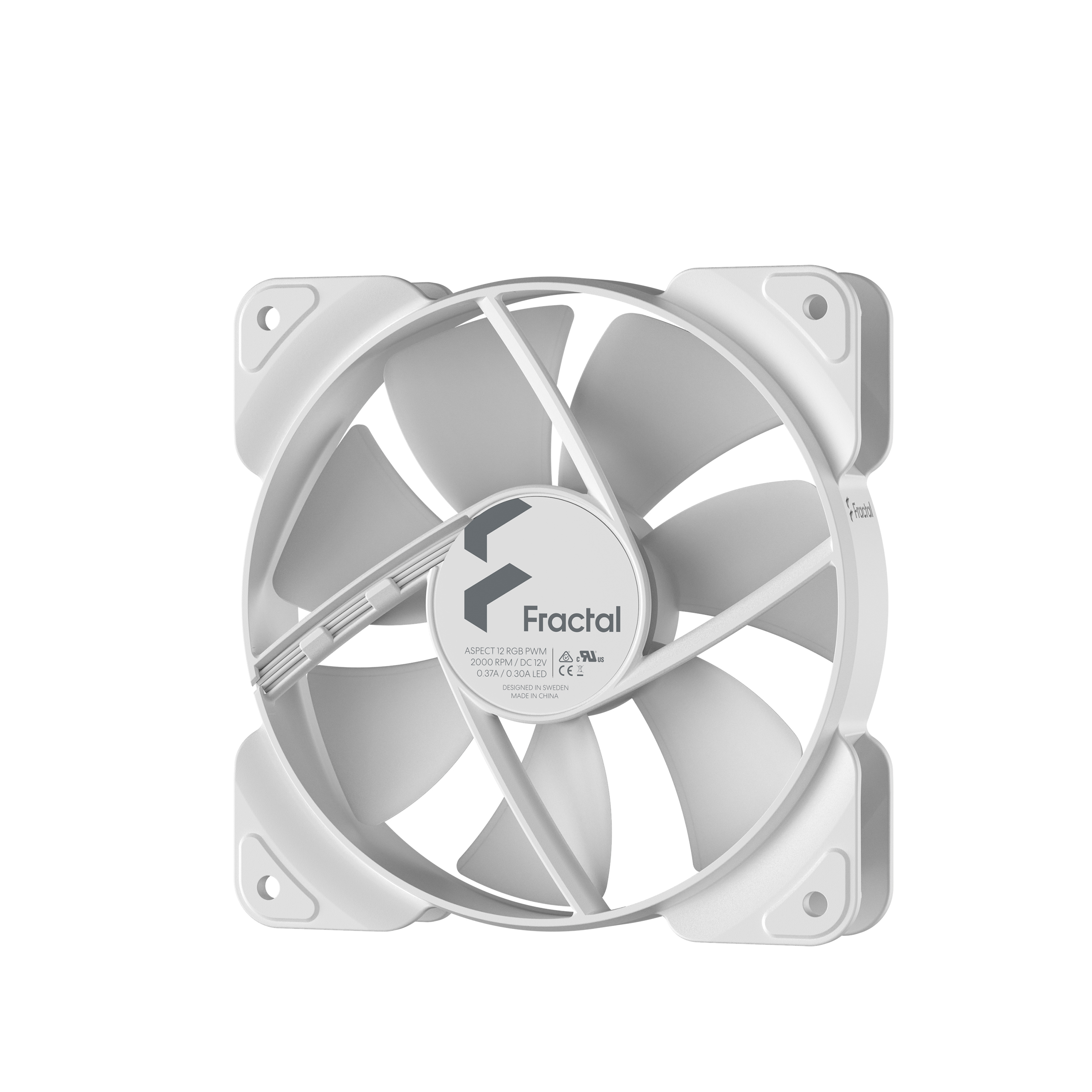 Una ventola bianca Fractal Aspect 12 RGB PWM, 2000 RPM.