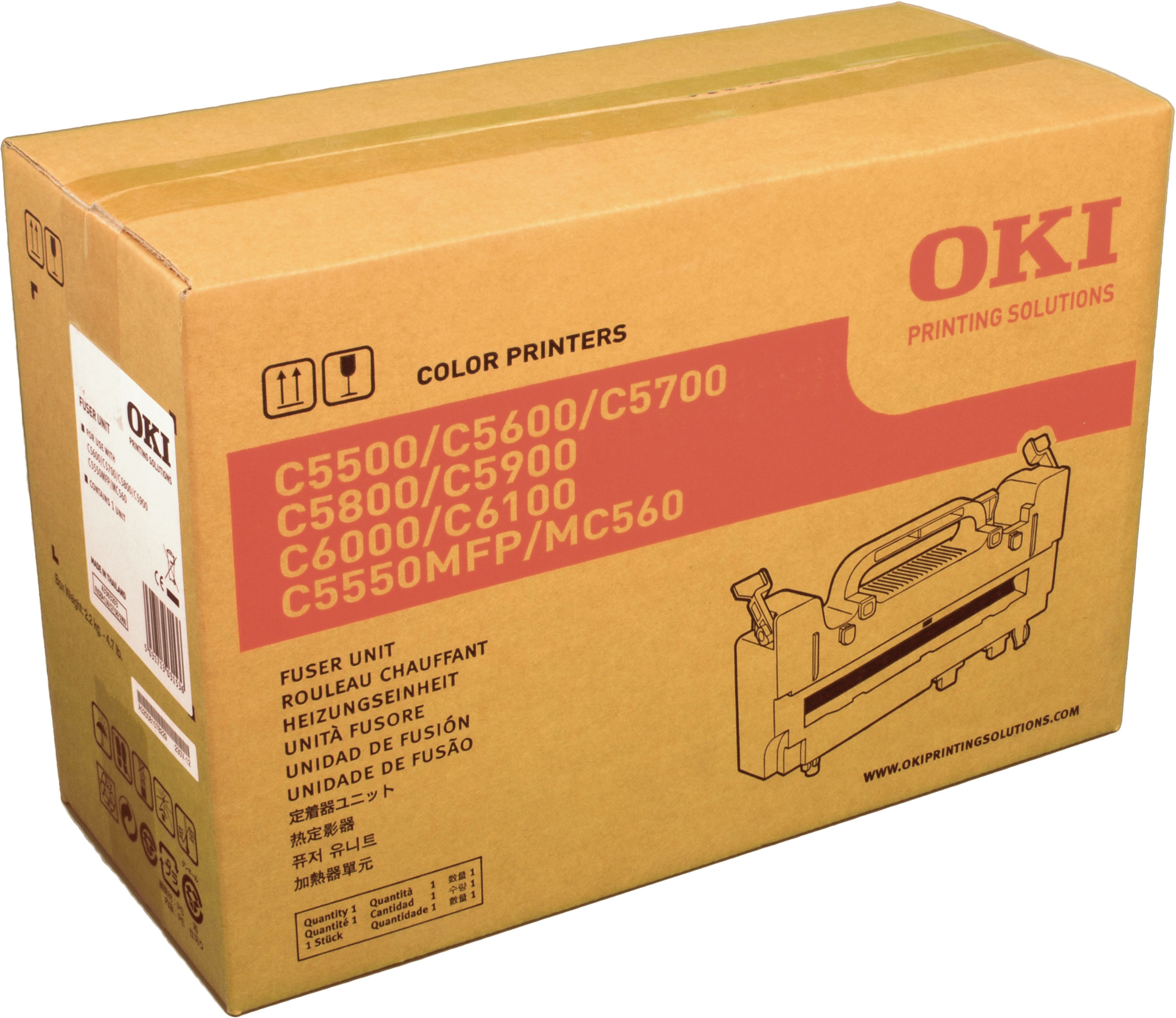 Scatola unità fusore OKI per stampanti a colori, modelli C5500/C5600/C5700.