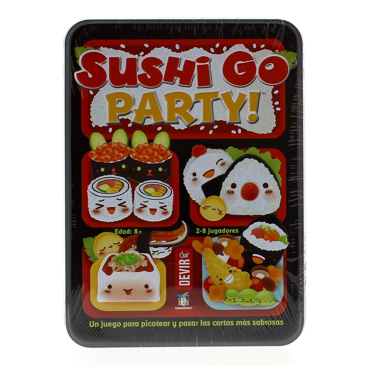 Sushi Go Party bordspel doos met schattige sushi-personages.