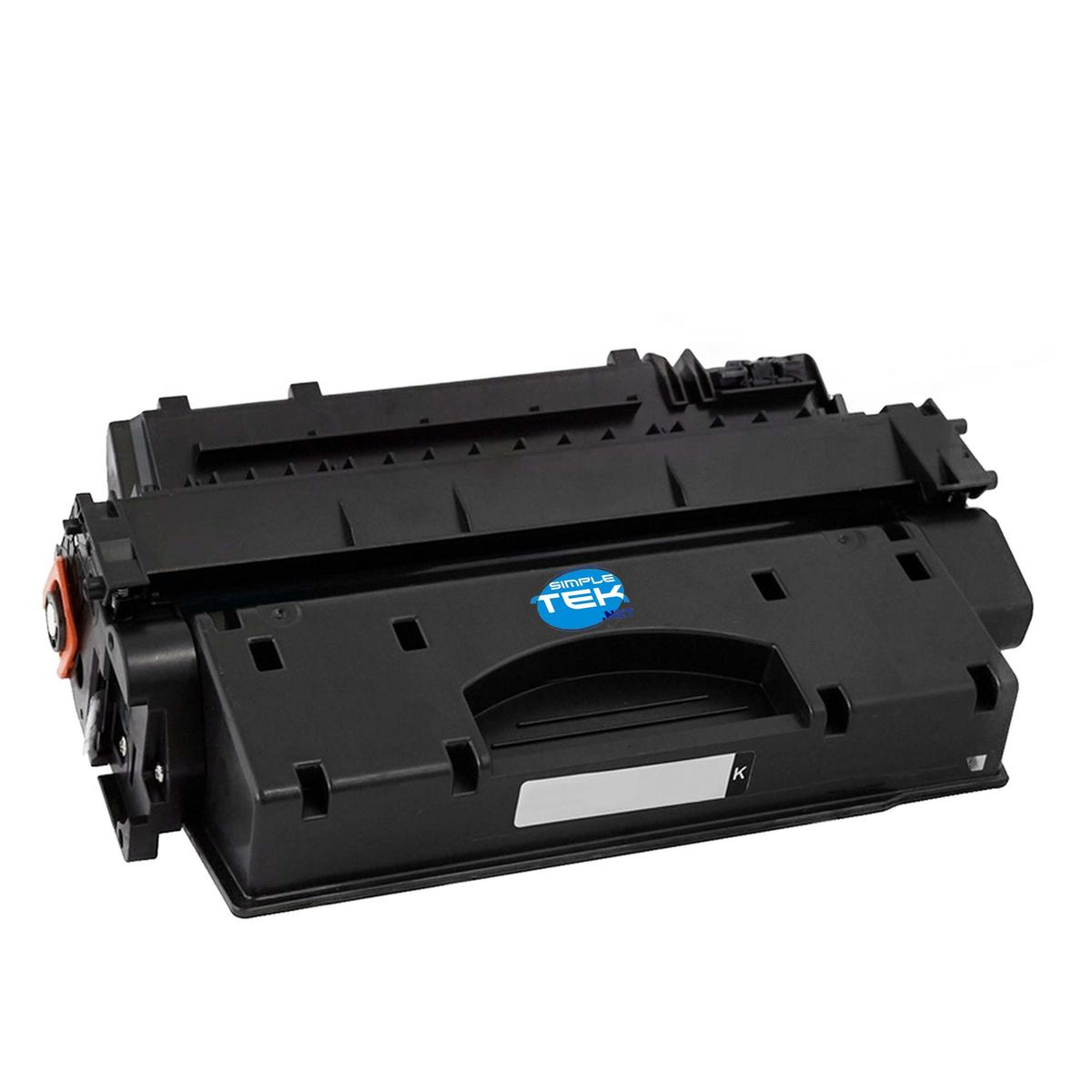 Cartuccia toner nera con logo 'Simple Tek' ed etichetta bianca.
