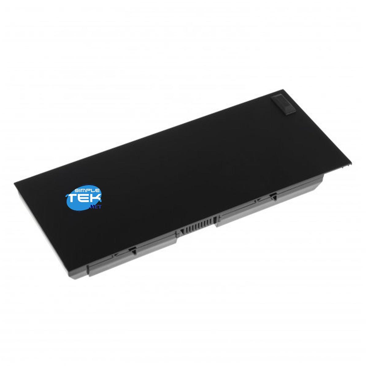 Una batteria nera per laptop con logo Simple Tek su sfondo bianco.
