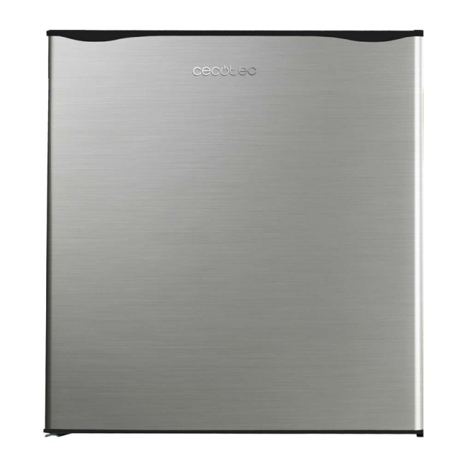 Un mini-frigo in acciaio inox spazzolato con logo CEC TEC.