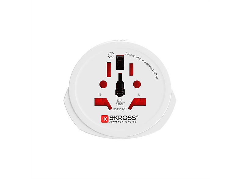 SKROSS Kombi-Welt-Reiseadapter – Welt Nach UK & Schuko, 3250 W, Mit Sicherung, Swiss Design
