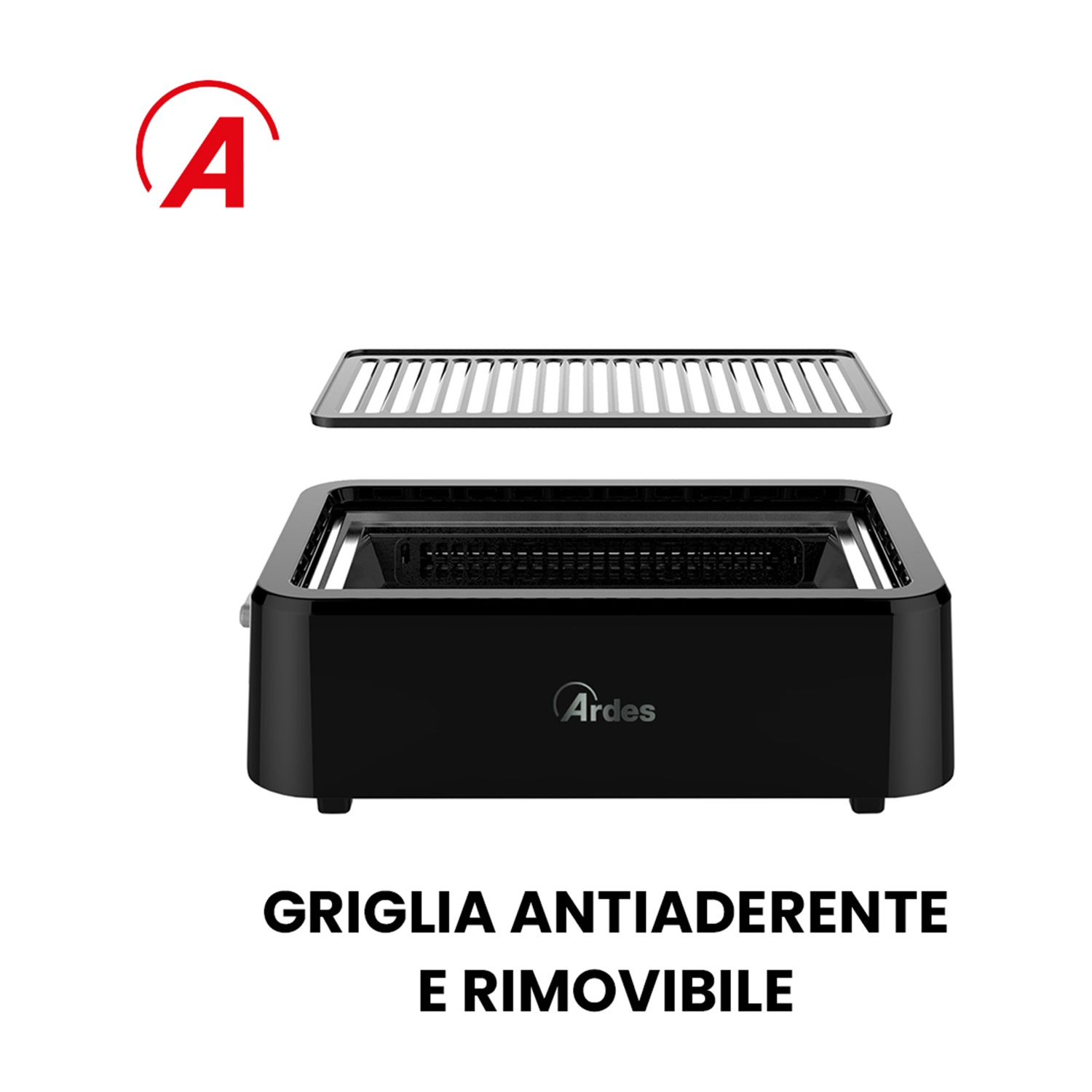 Griglia nera con griglia rimovibile, logo Ardes.