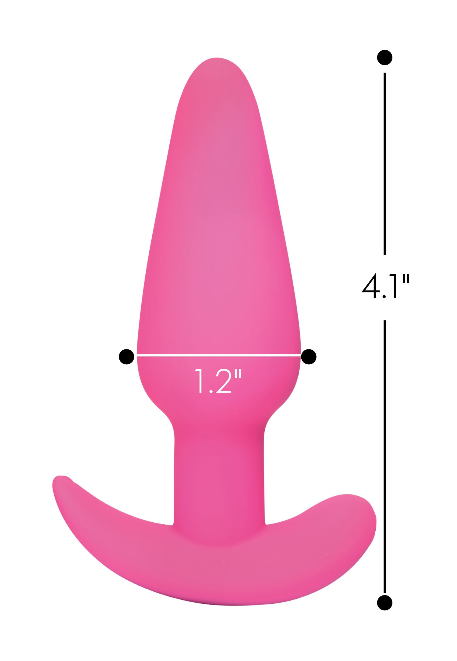 Ein rosafarbener Butt Plug mit den Maßen 1,2 x 4,1 Zoll.