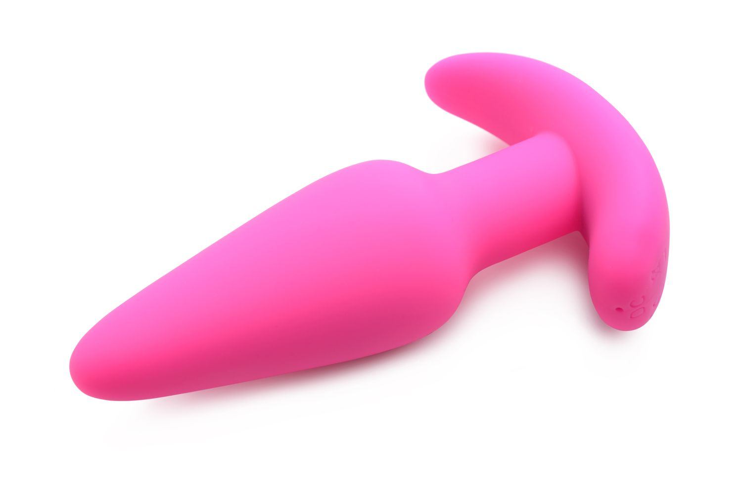 Ein pinker Butt Plug mit einer geschwungenen Basis.